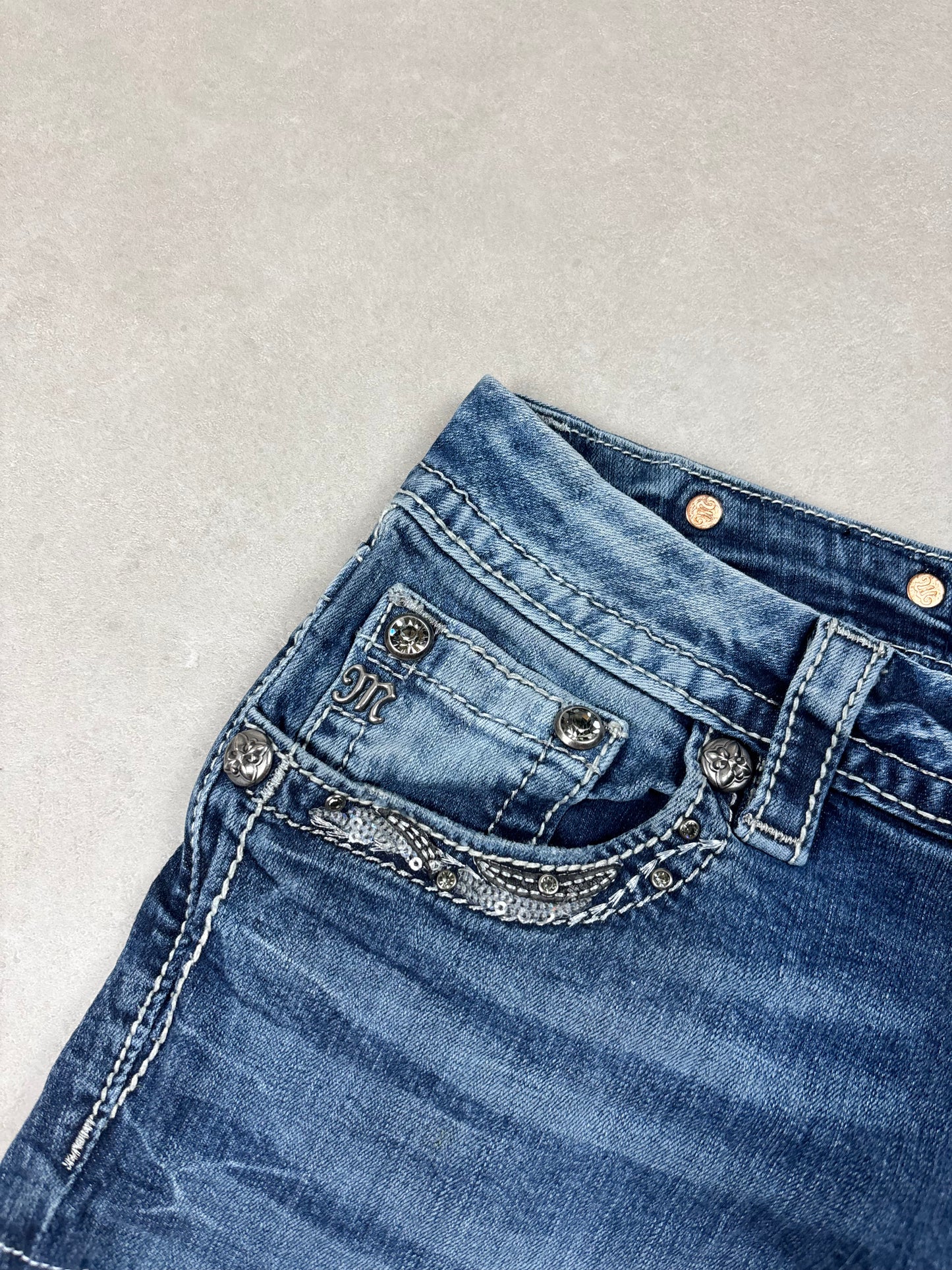 Miss Me Denim Mini Skirt · W28