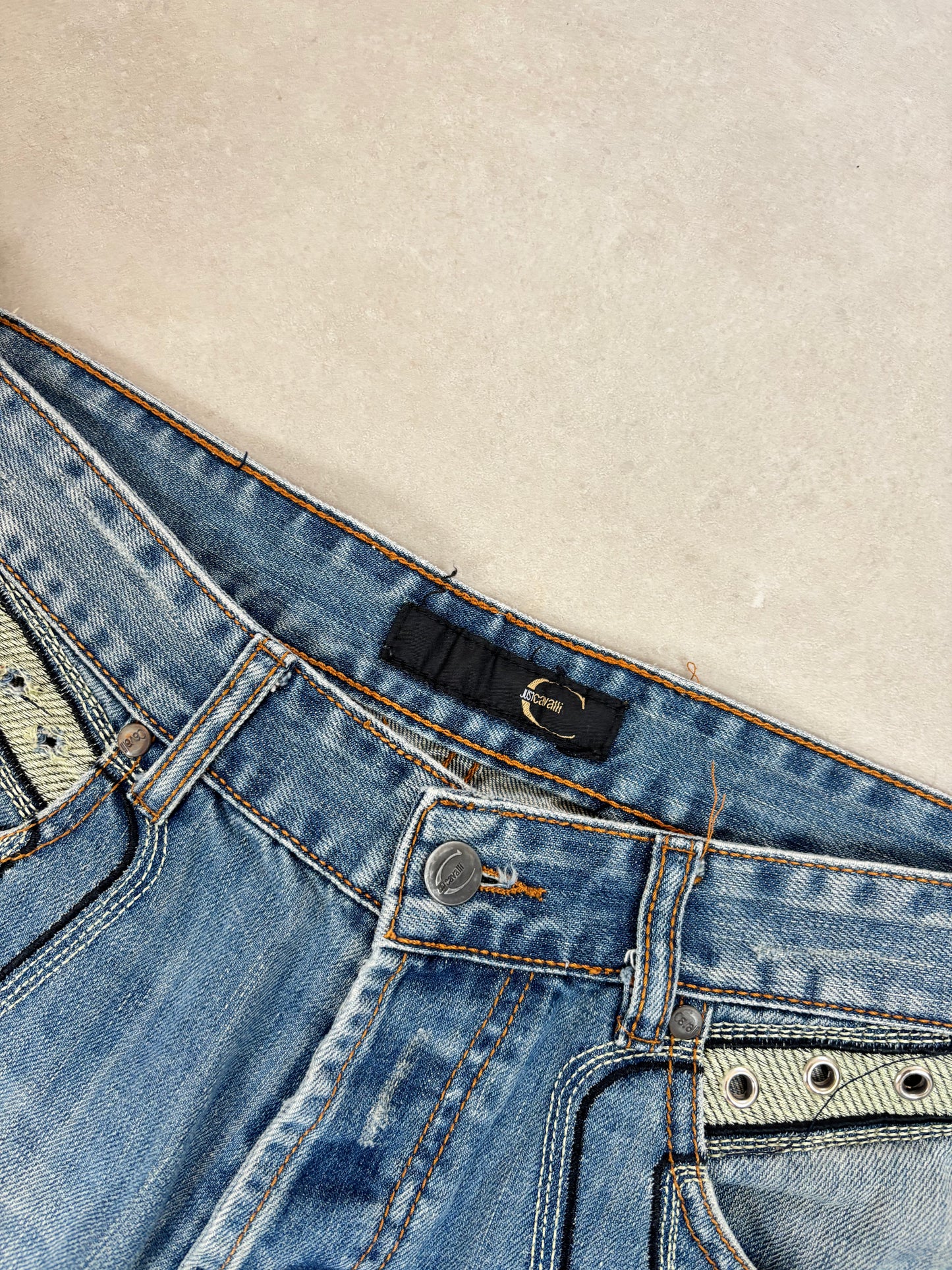 Just Cavalli Big Print Straight-Leg Jeans · W32
