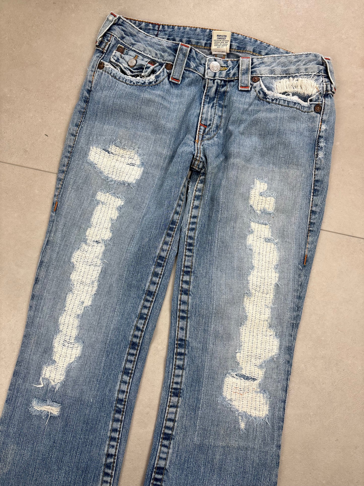 True Religion Ripped Low Waist Flare Jeans Blau · W31