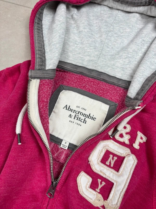 Abercrombie & Fitch Zip-Hoodie Pink/Weiß · S