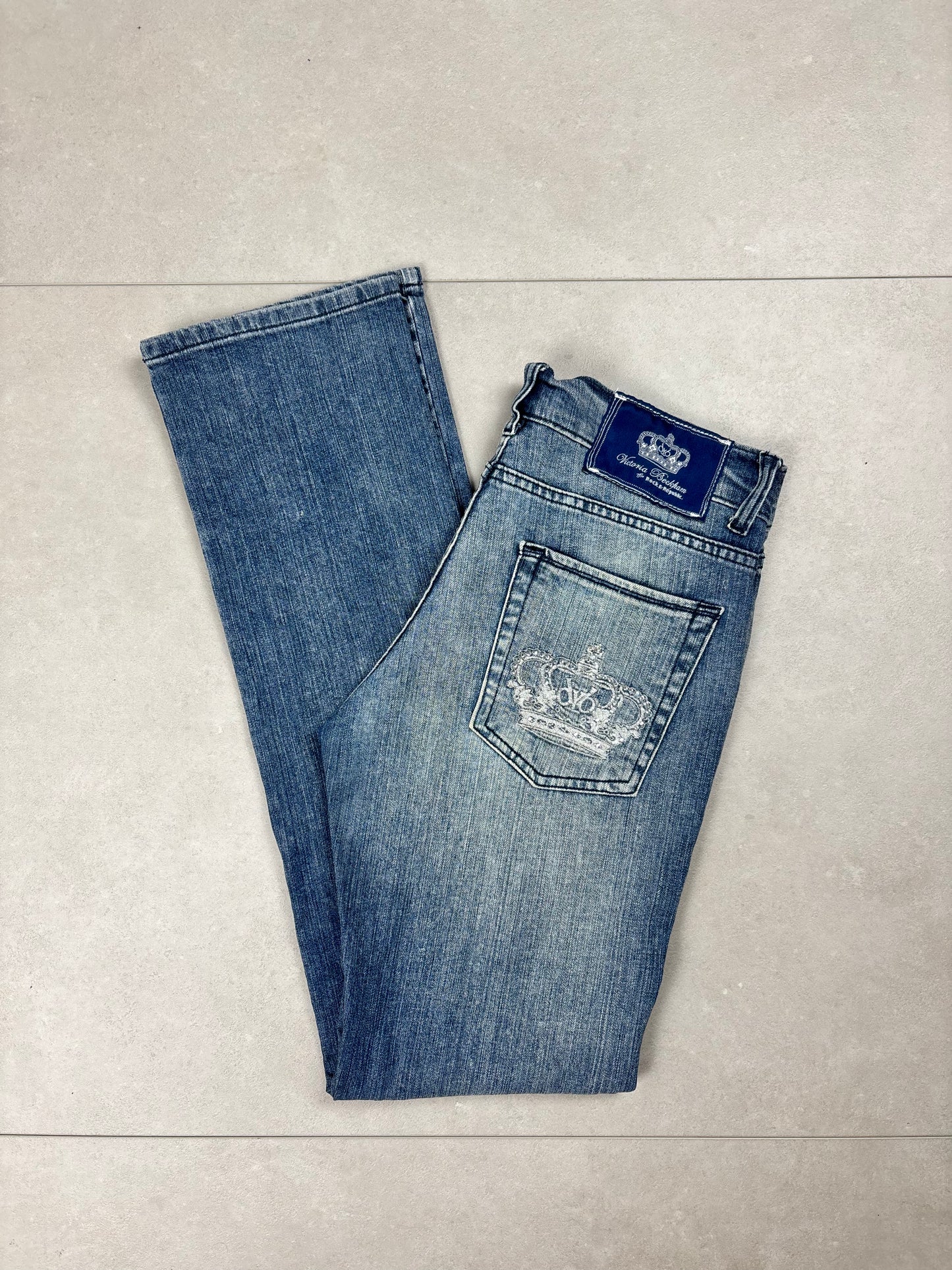 Victoria Beckham Low Waist Straight-Leg Bootcut Jeans Blau · W30