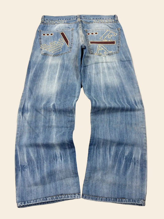Emporio Armani Big Print Straight Leg / Baggy Jeans · M