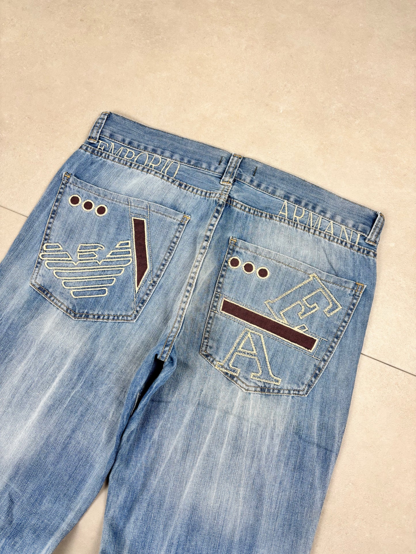 Emporio Armani Big Print Straight Leg / Baggy Jeans · M