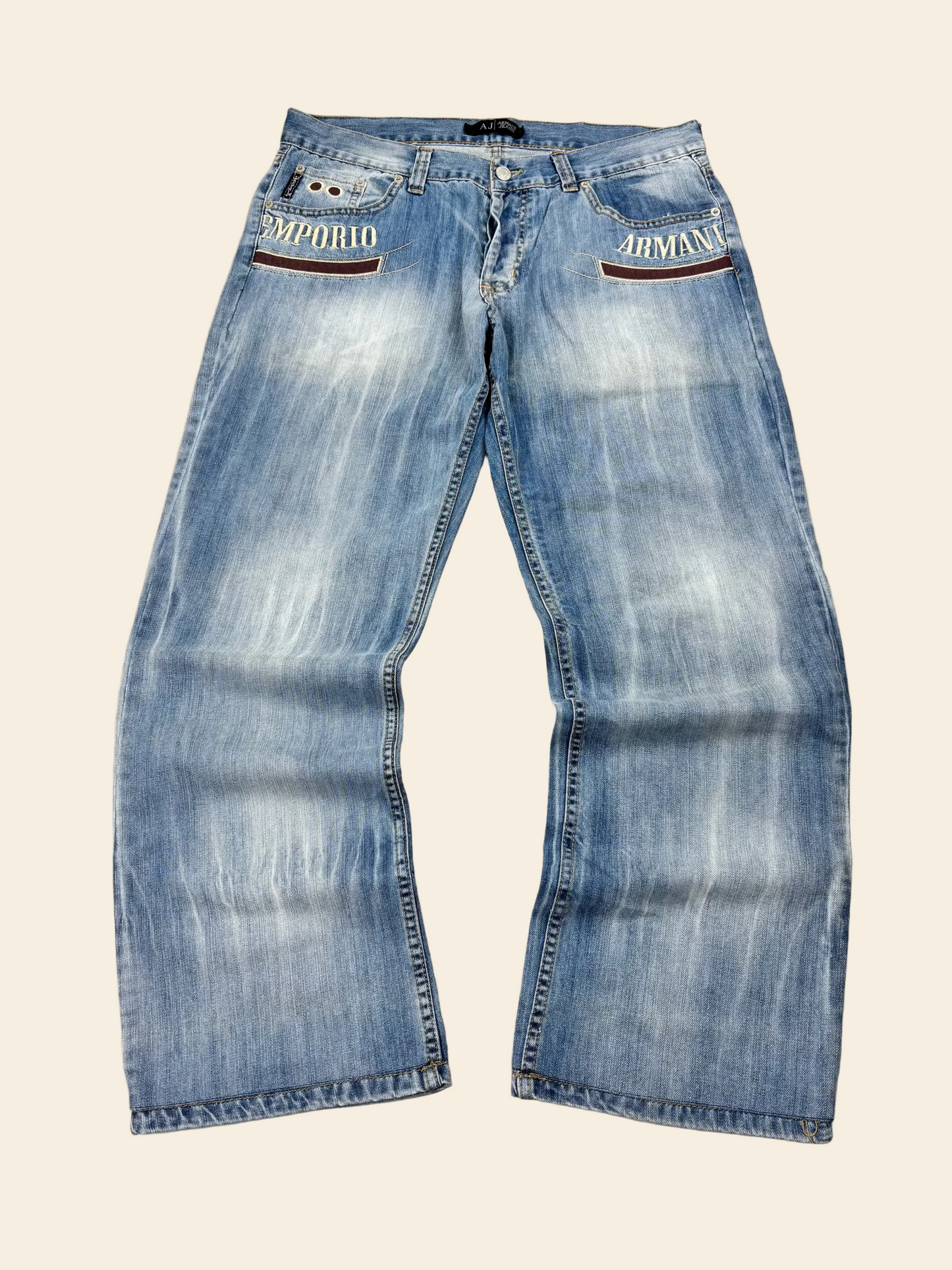 Emporio Armani Big Print Straight Leg / Baggy Jeans · M