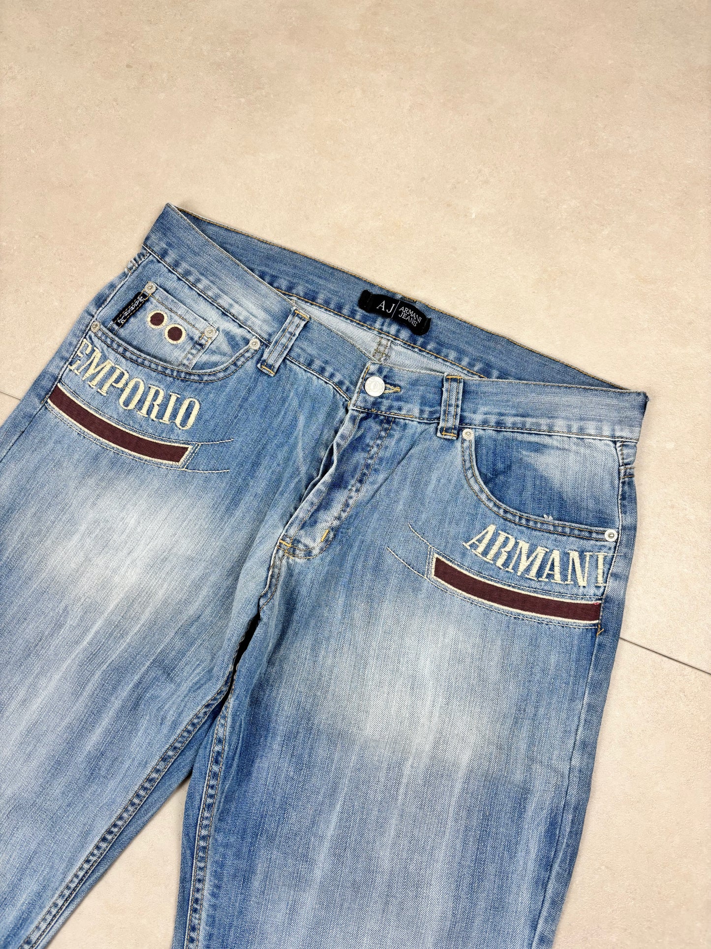 Emporio Armani Big Print Straight Leg / Baggy Jeans · M