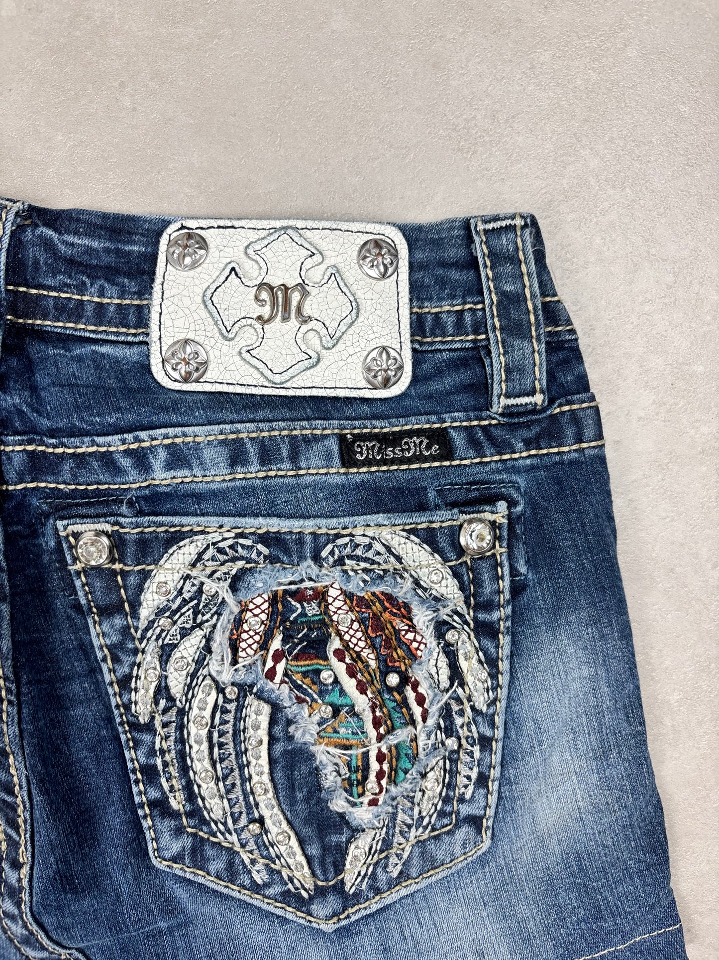 Miss Me Wings Denim Mini Skirt · W26