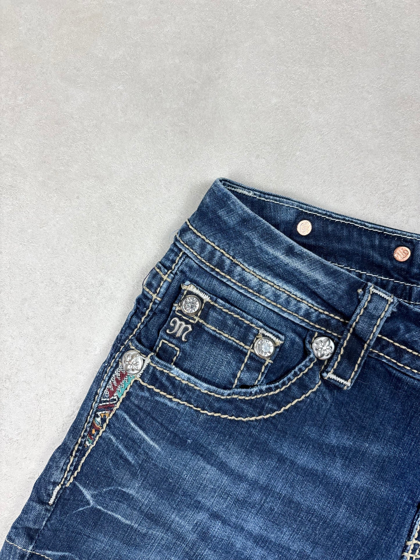 Miss Me Wings Denim Mini Skirt · W26