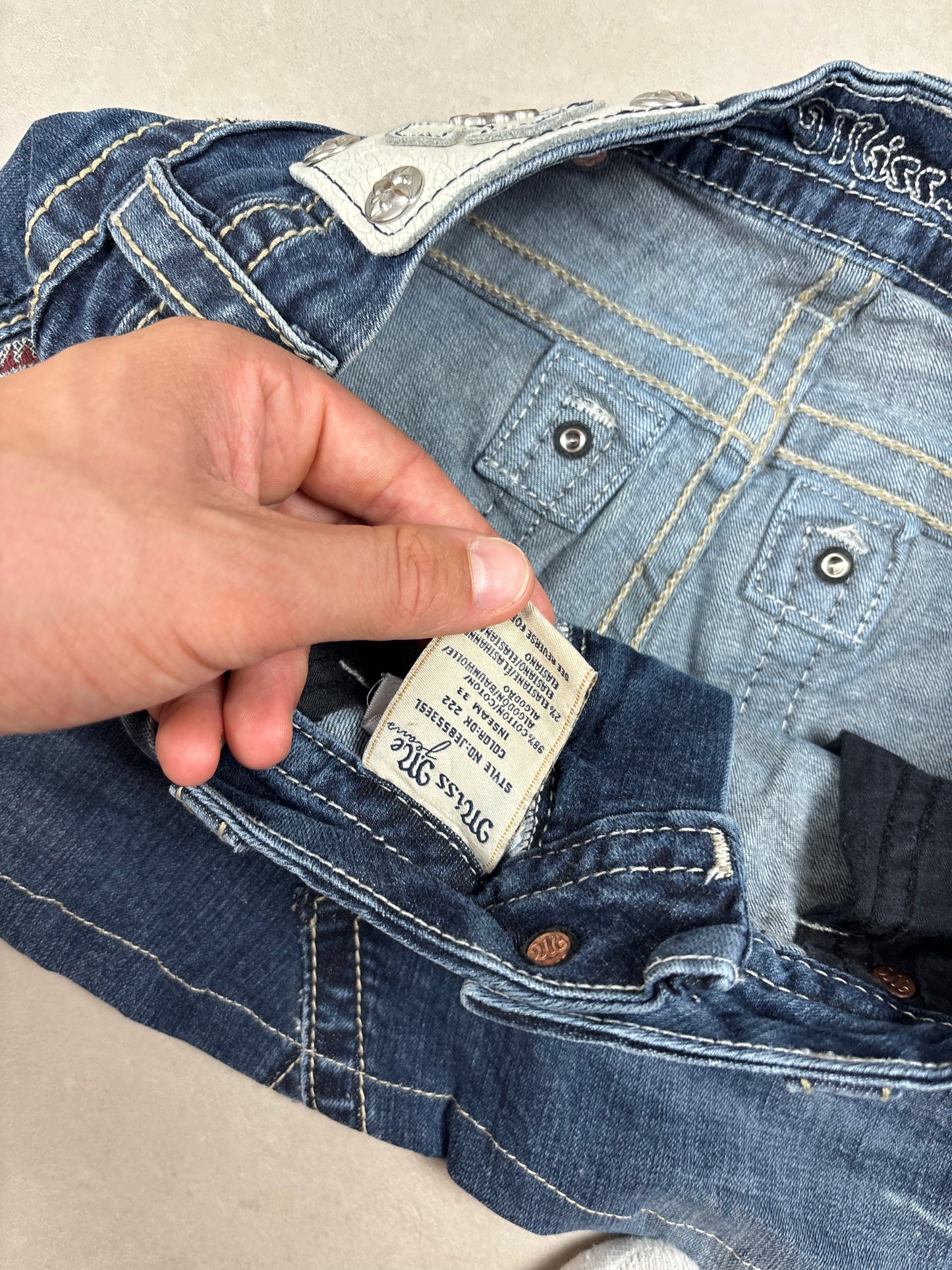 Miss Me Wings Denim Mini Skirt · W26
