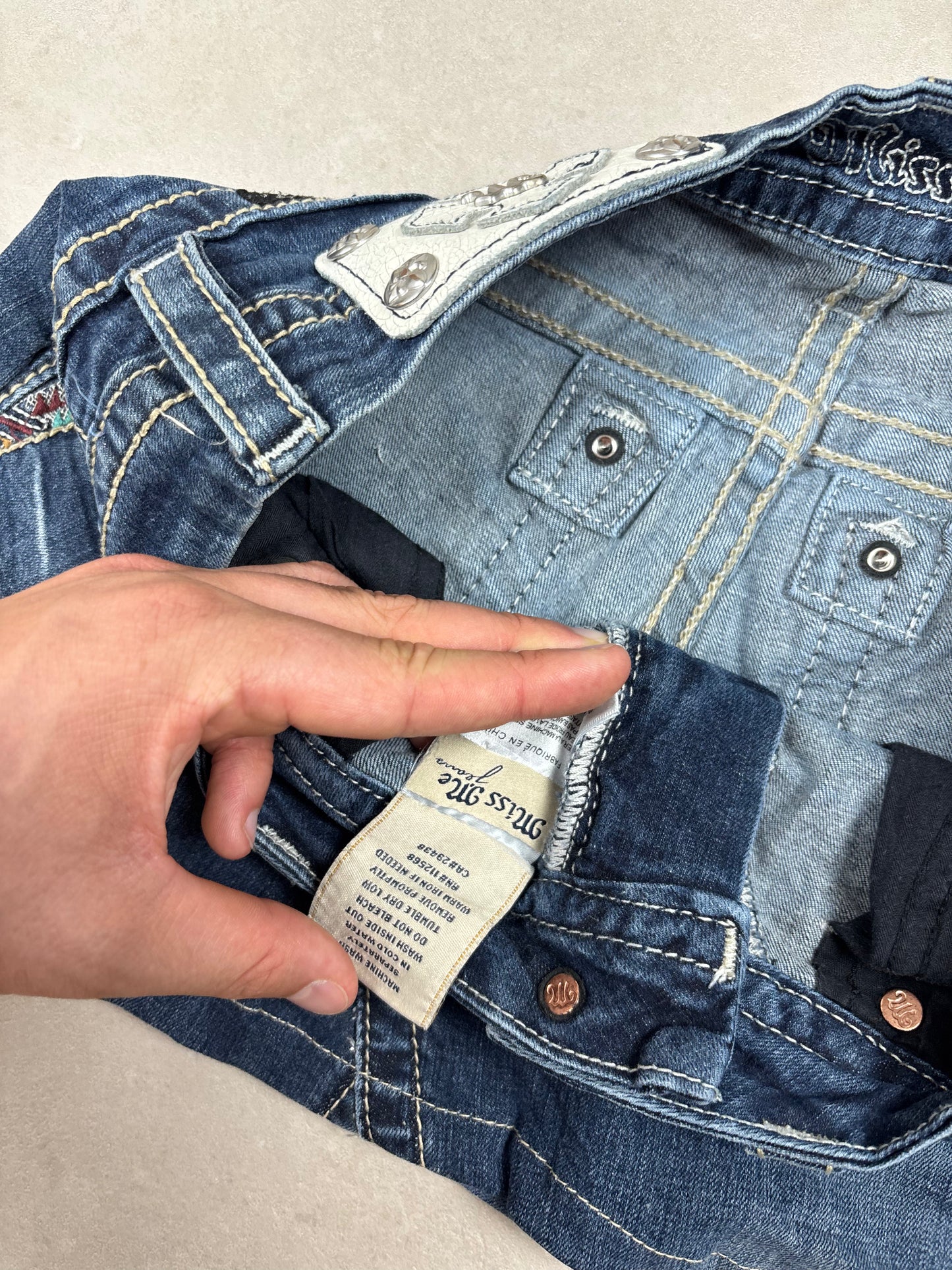 Miss Me Wings Denim Mini Skirt · W26