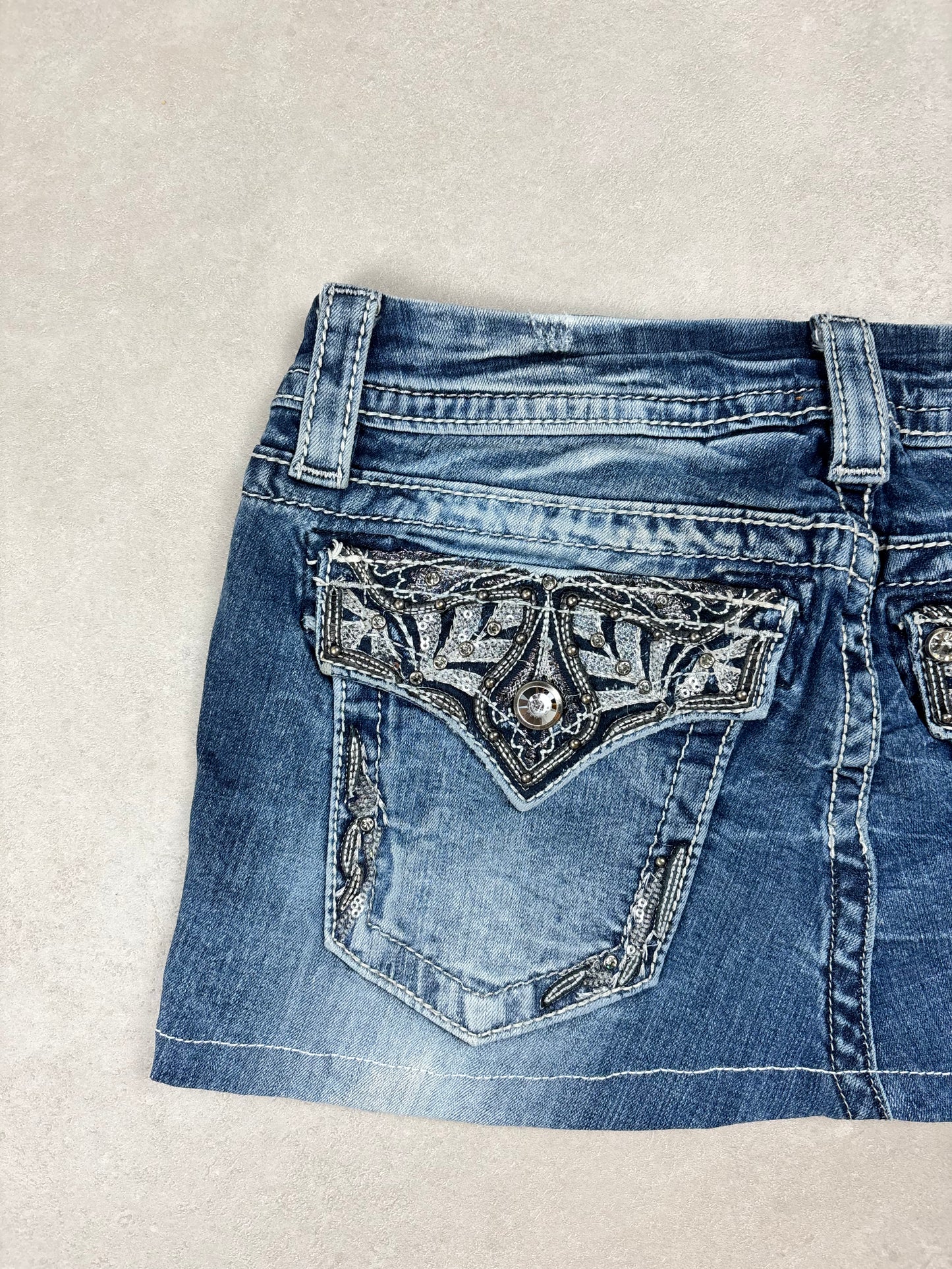 Miss Me Denim Mini Skirt · W28