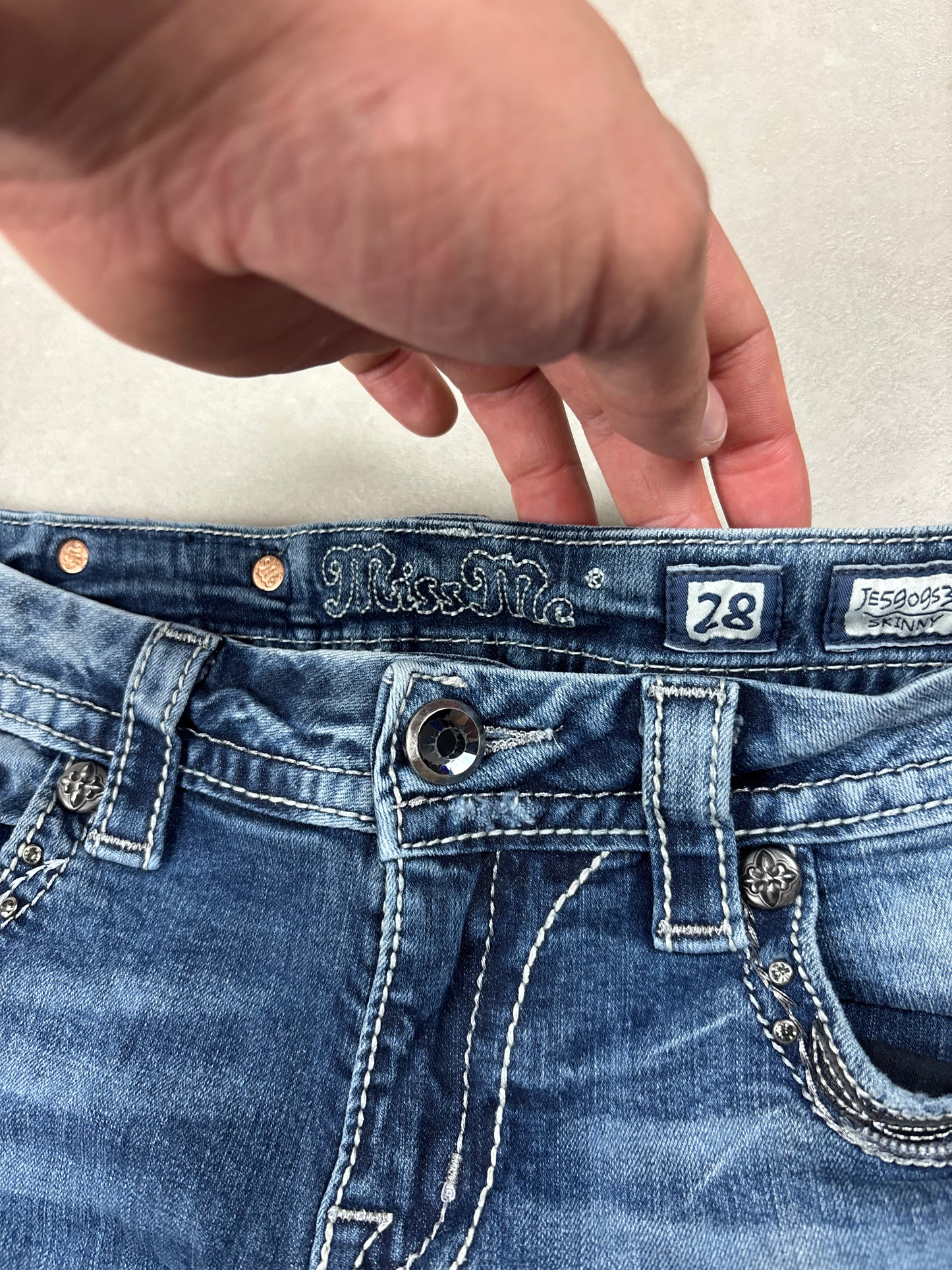 Miss Me Denim Mini Skirt · W28
