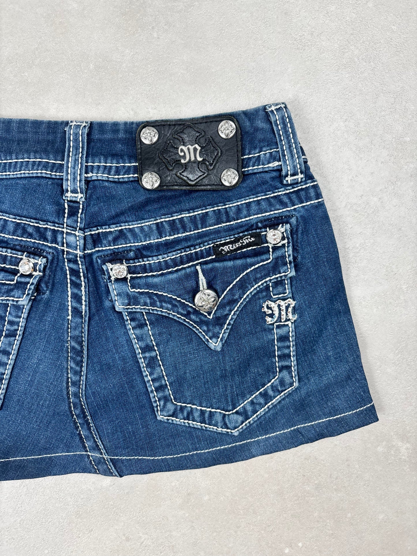 Miss Me Low Waist Mini Skirt Navy · W25
