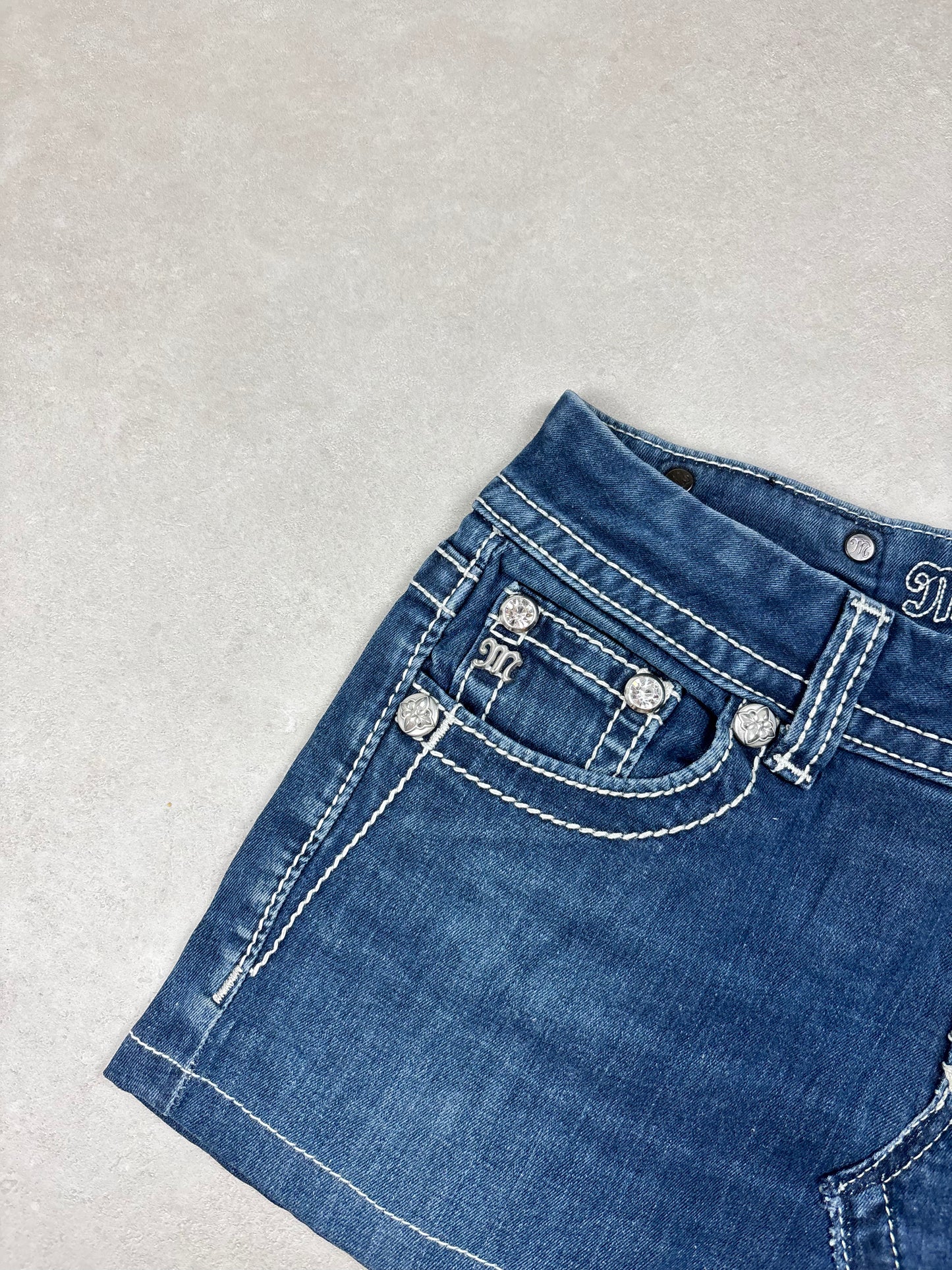 Miss Me Low Waist Mini Skirt Navy · W25