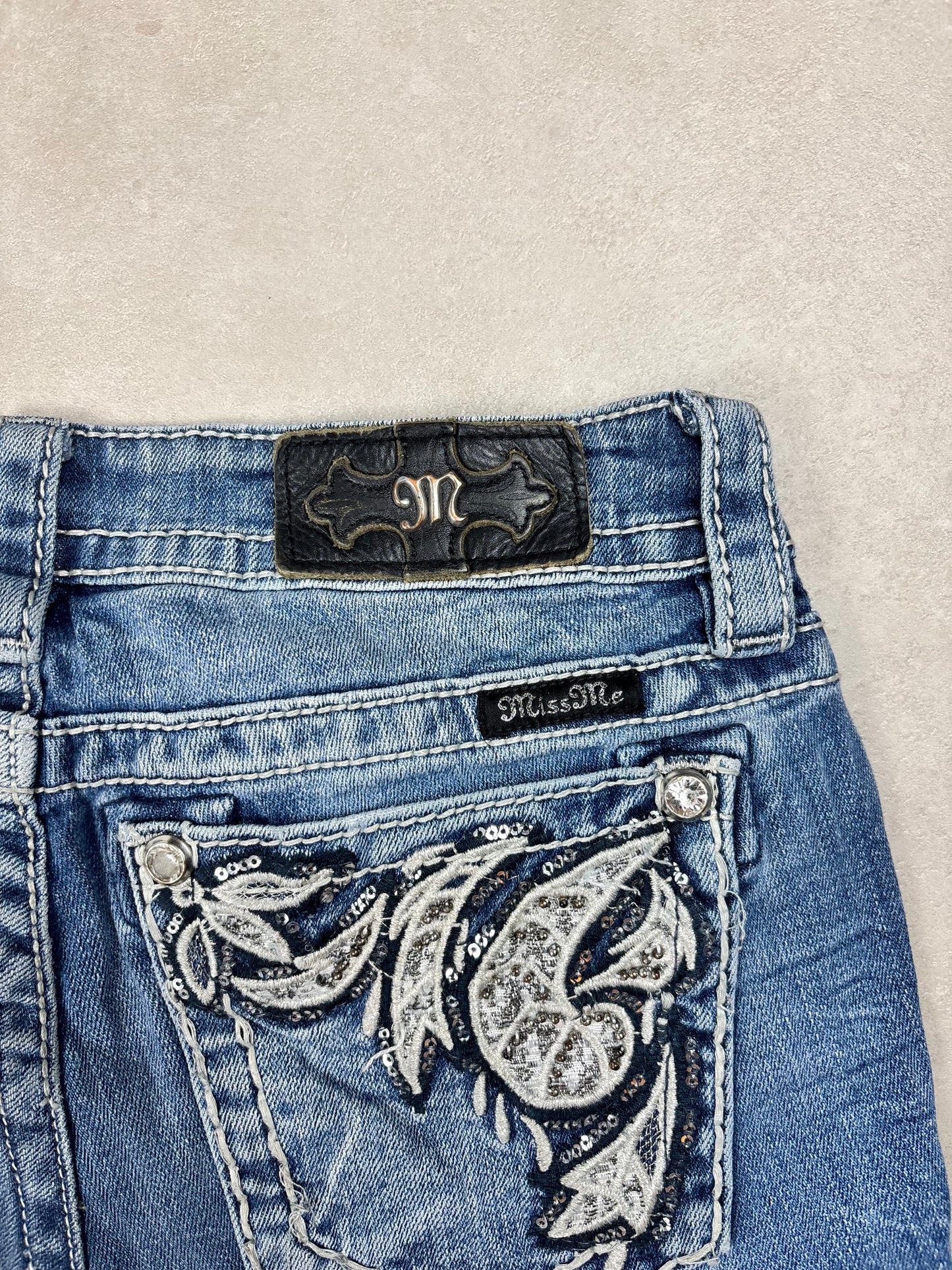 Miss Me Low Waist Denim Mini Skirt · W26