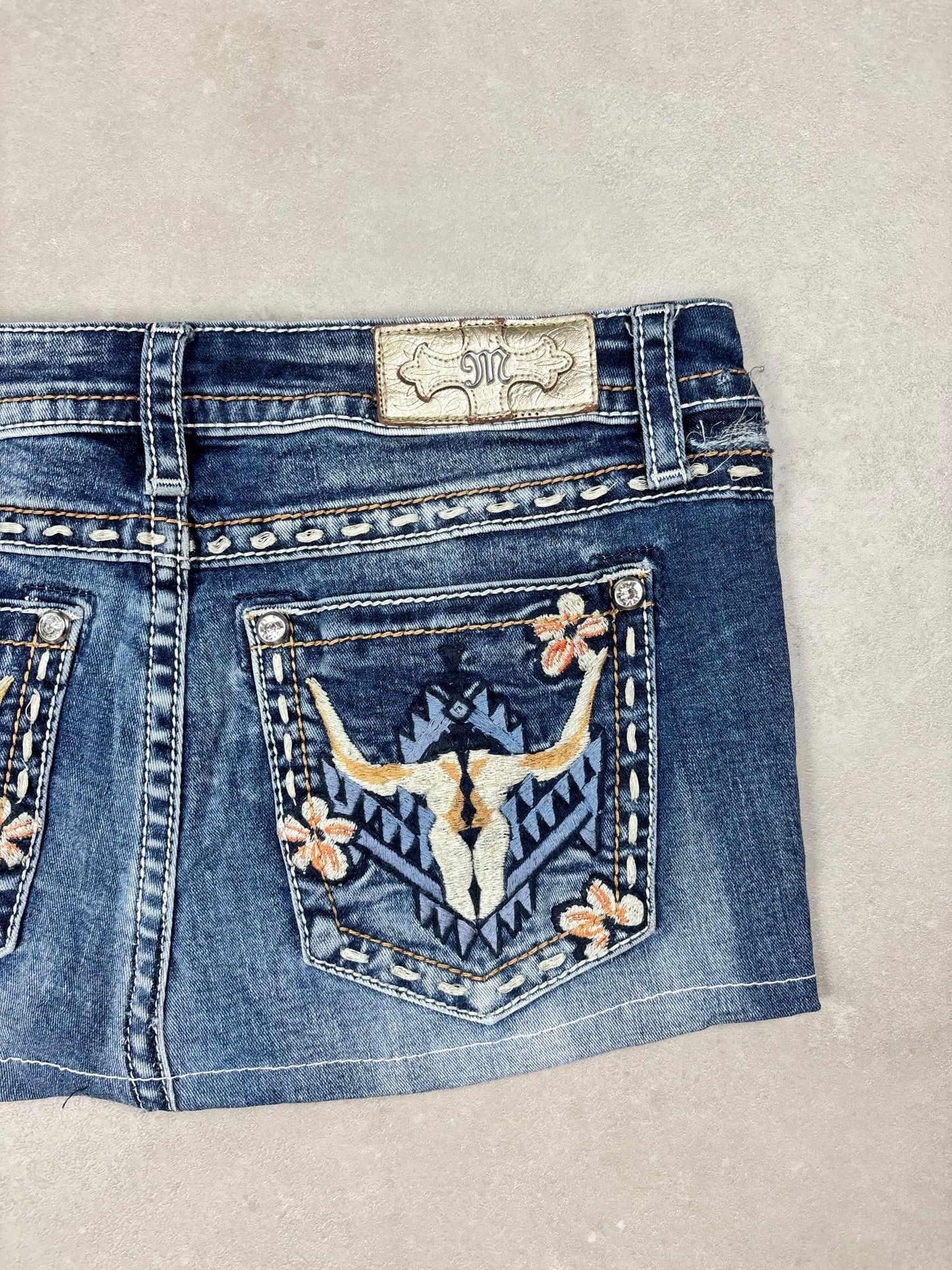 Miss Me Denim Mini Skirt · W32