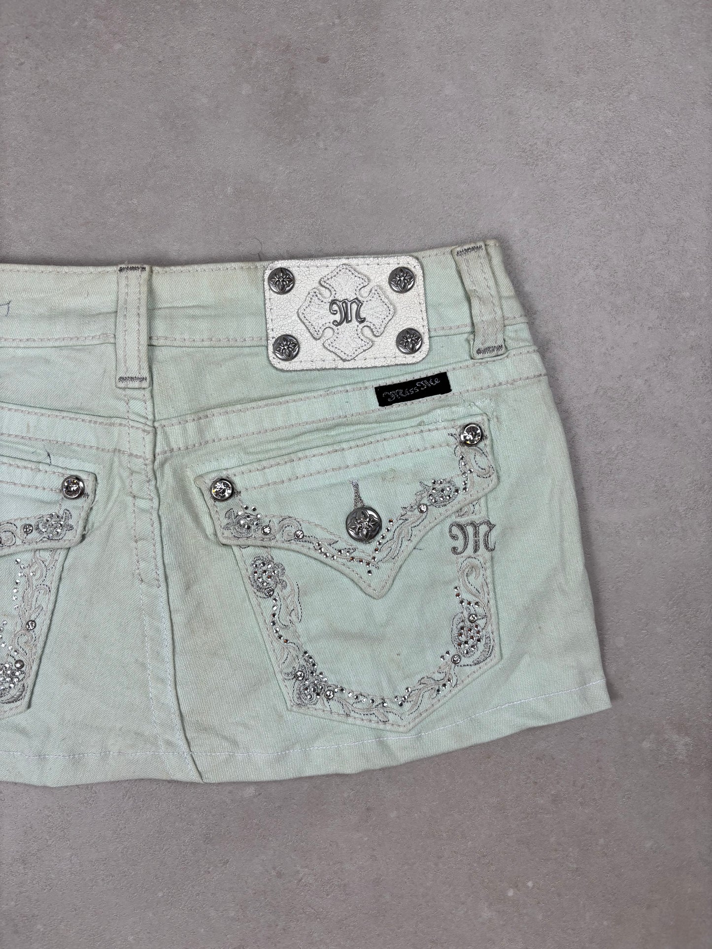 Miss Me Low Waist Mini Skirt Mint · W27