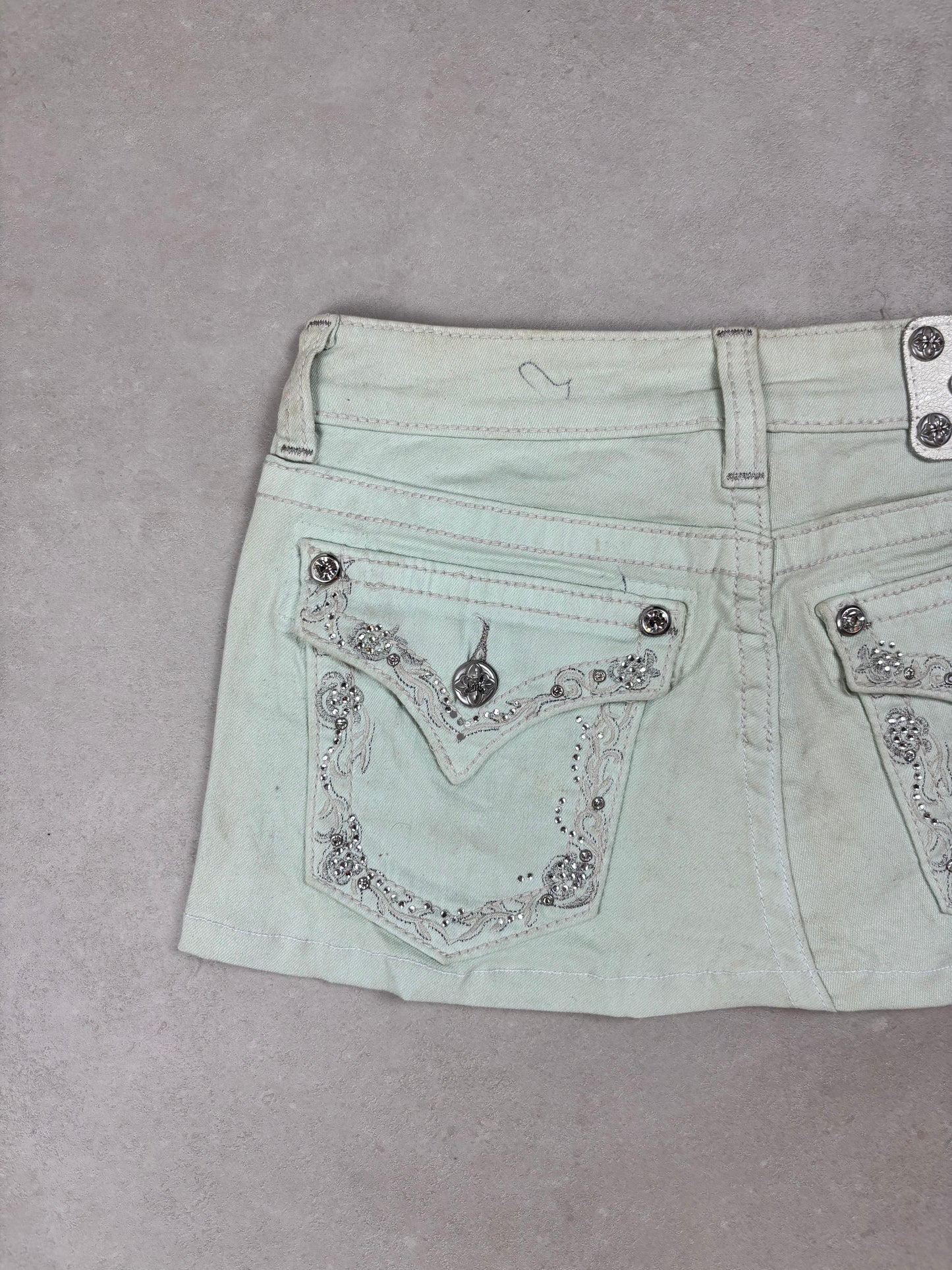 Miss Me Low Waist Mini Skirt Mint · W27