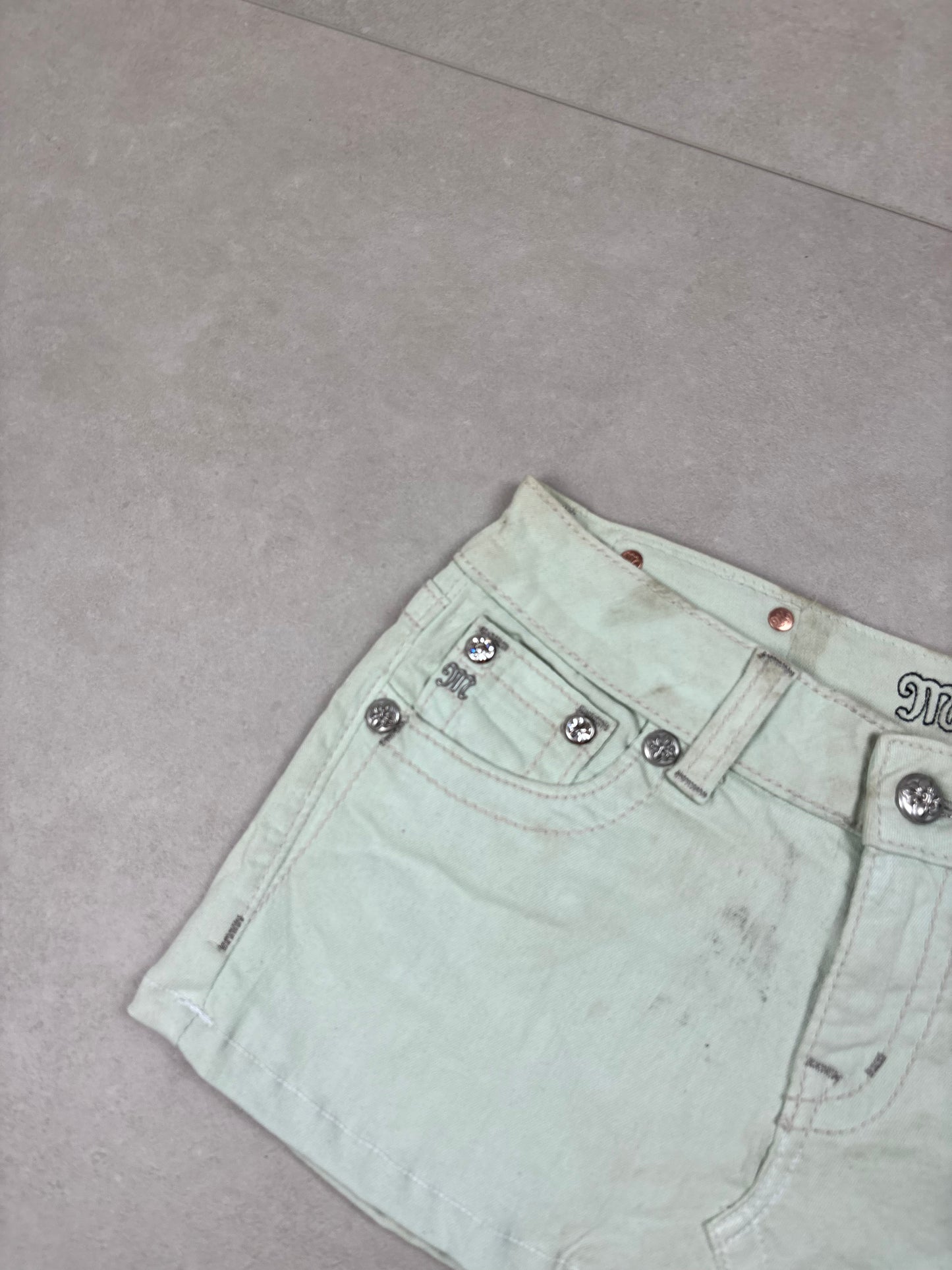 Miss Me Low Waist Mini Skirt Mint · W27
