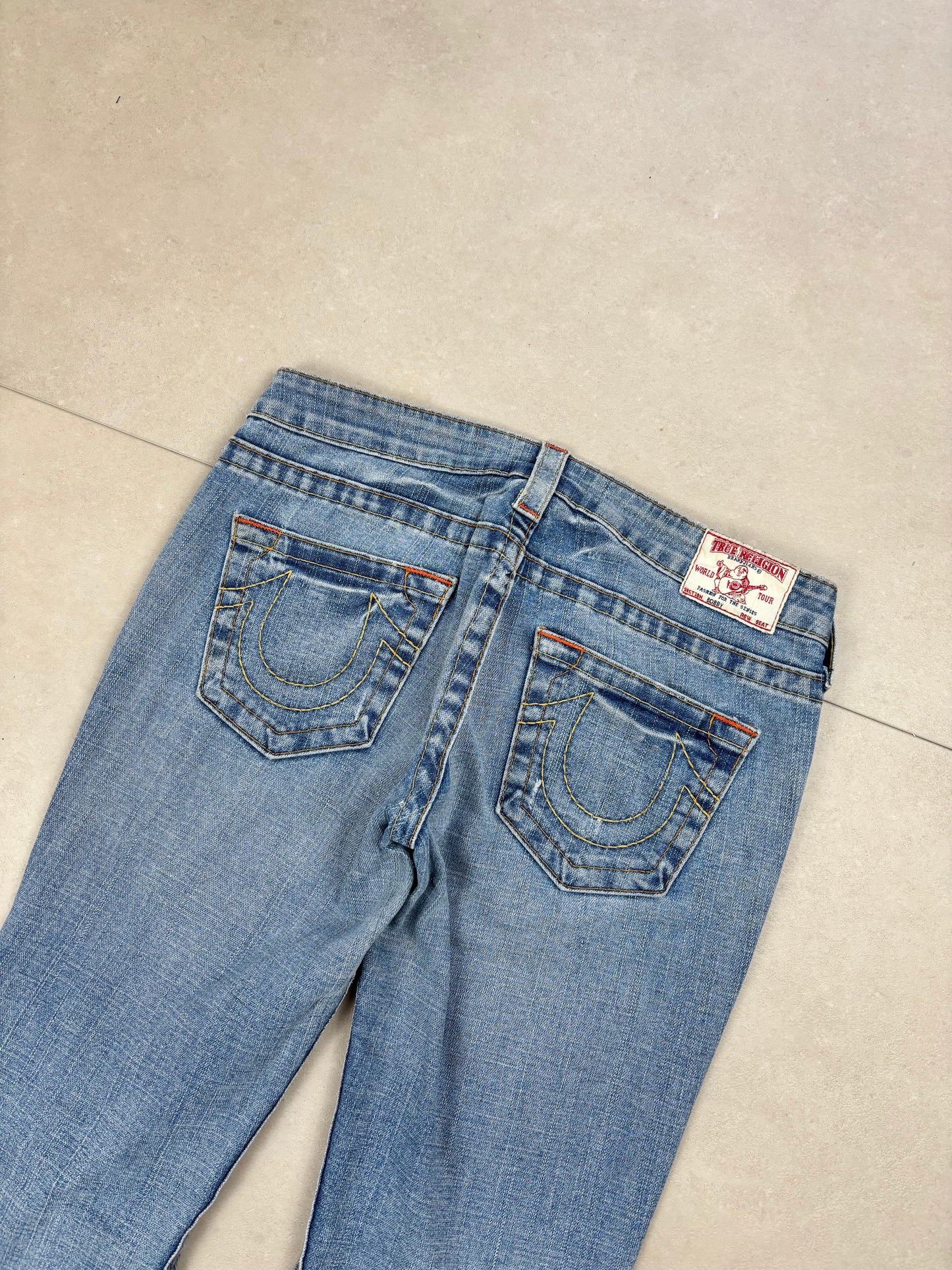 True Religion Low Waist Flare Bootcut Jeans Blau · W28