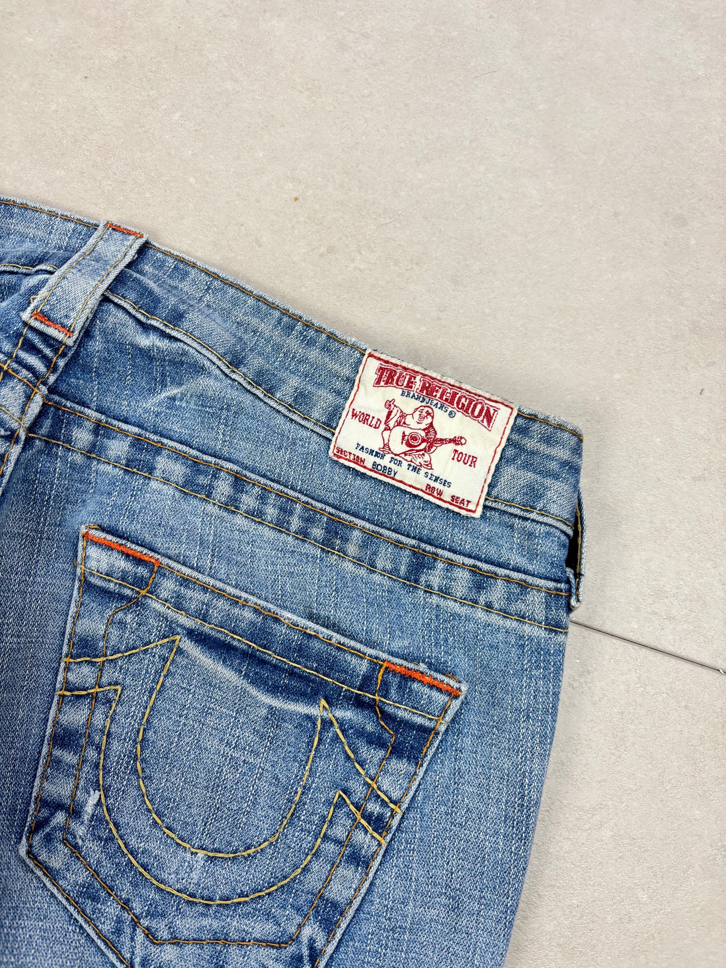 True Religion Low Waist Flare Bootcut Jeans Blau · W28