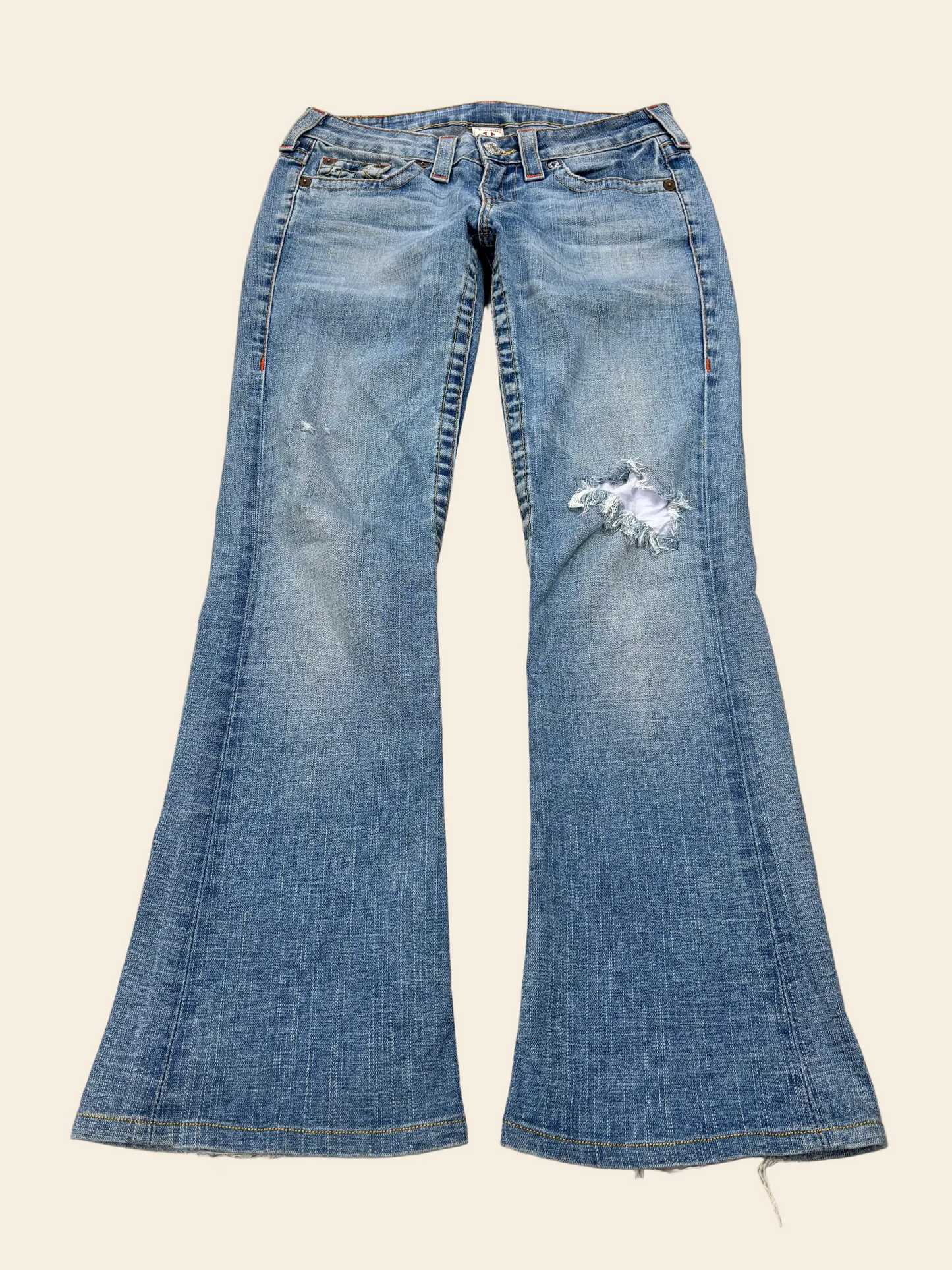 True Religion Low Waist Flare Bootcut Jeans Blau · W28