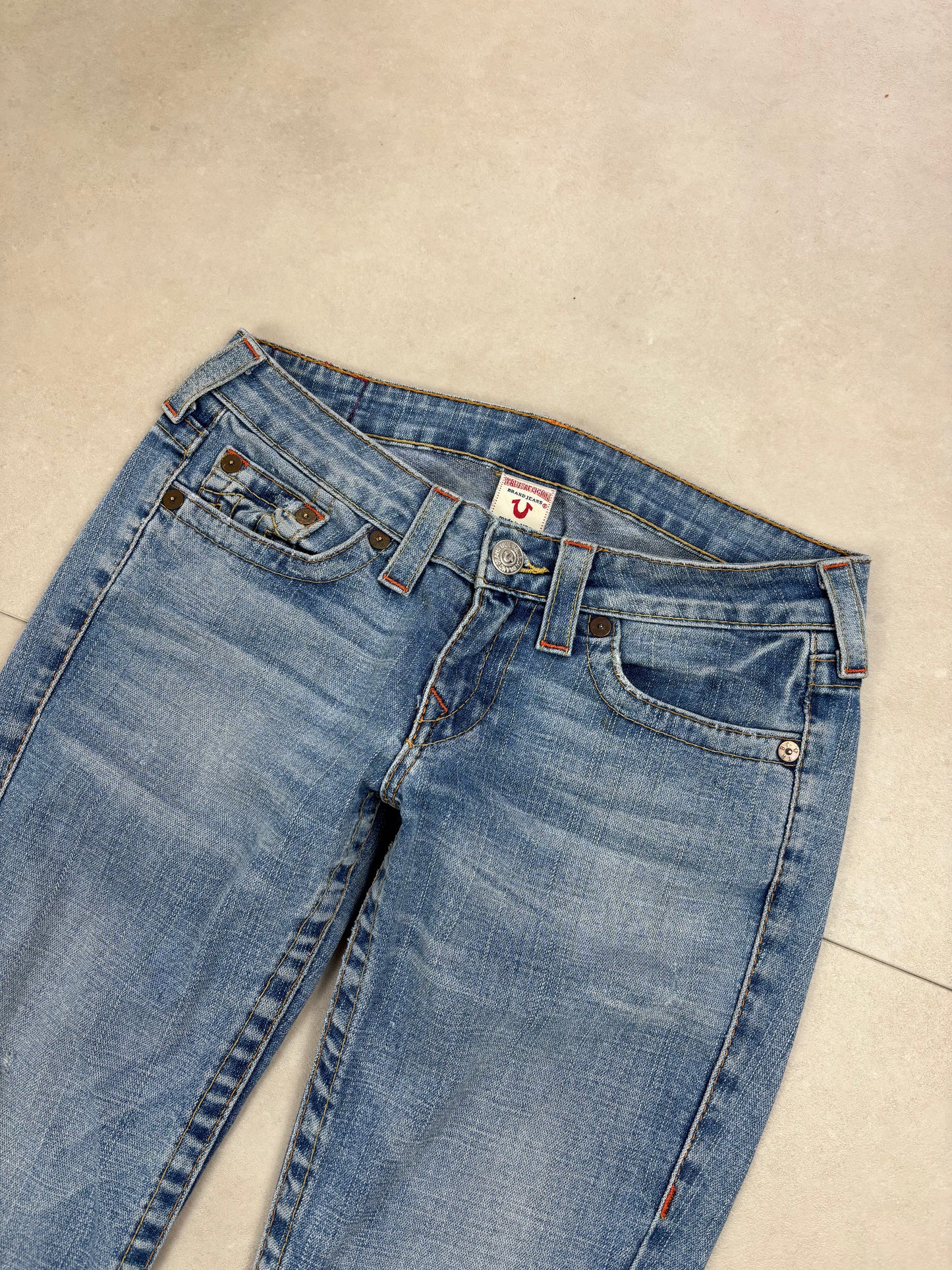 True Religion Low Waist Flare Bootcut Jeans Blau · W28