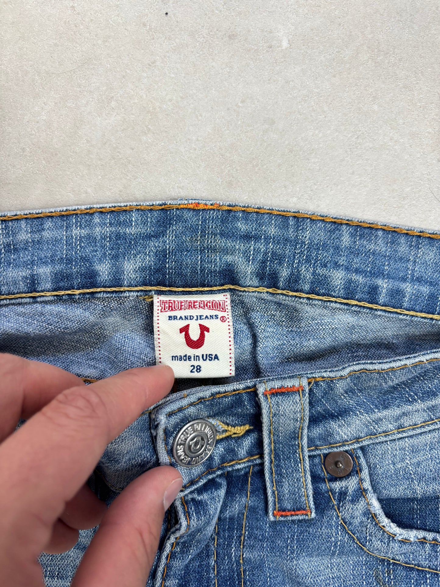 True Religion Low Waist Flare Bootcut Jeans Blau · W28