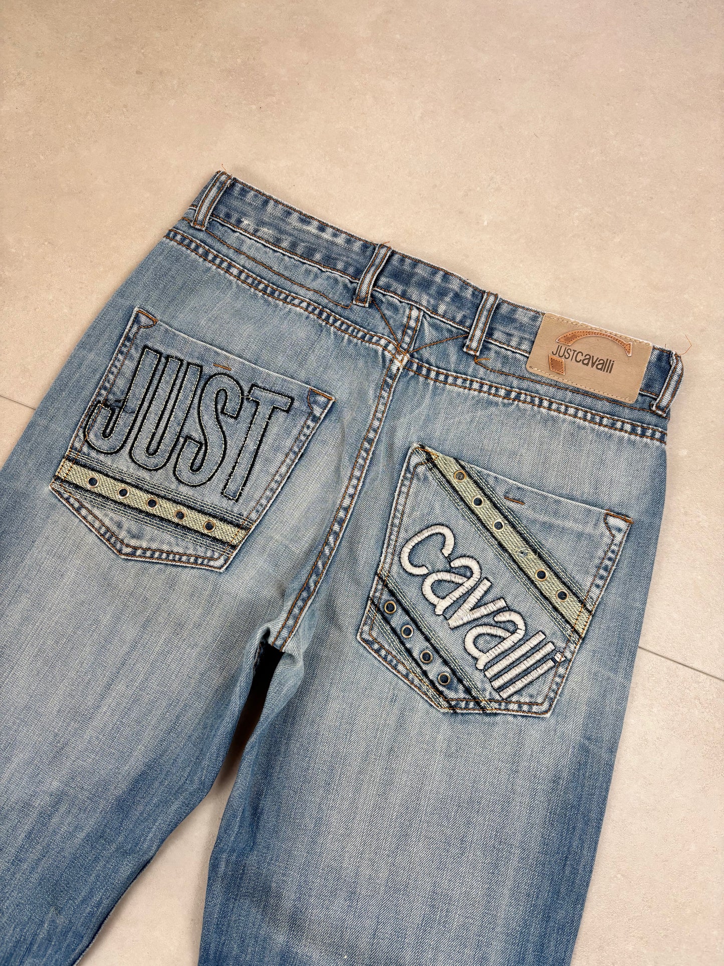 Just Cavalli Big Print Straight-Leg Jeans · W32