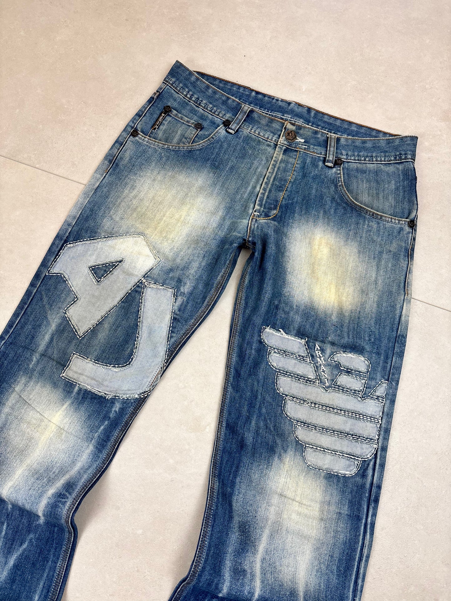 Emporio Armani (AJ) Big Print Baggy / Straight-Leg Jeans Selten · W32