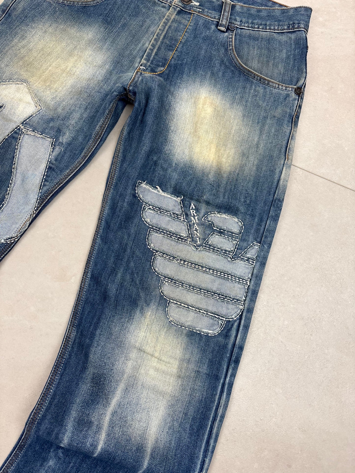 Emporio Armani (AJ) Big Print Baggy / Straight-Leg Jeans Selten · W32