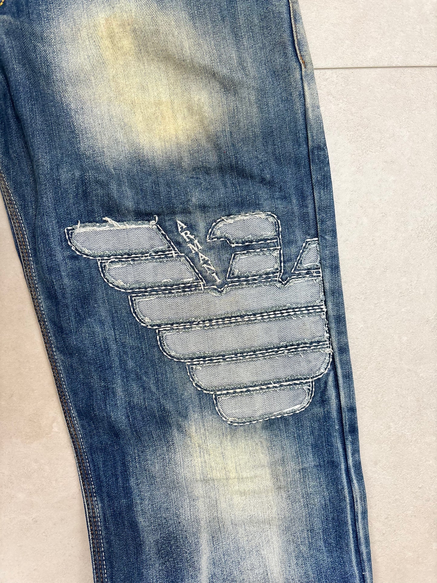 Emporio Armani (AJ) Big Print Baggy / Straight-Leg Jeans Selten · W32