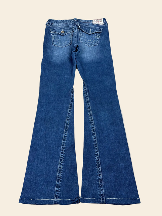 True Religion Mid Waist Flare Bootcut Jeans Blau/Dunkelblau · W28