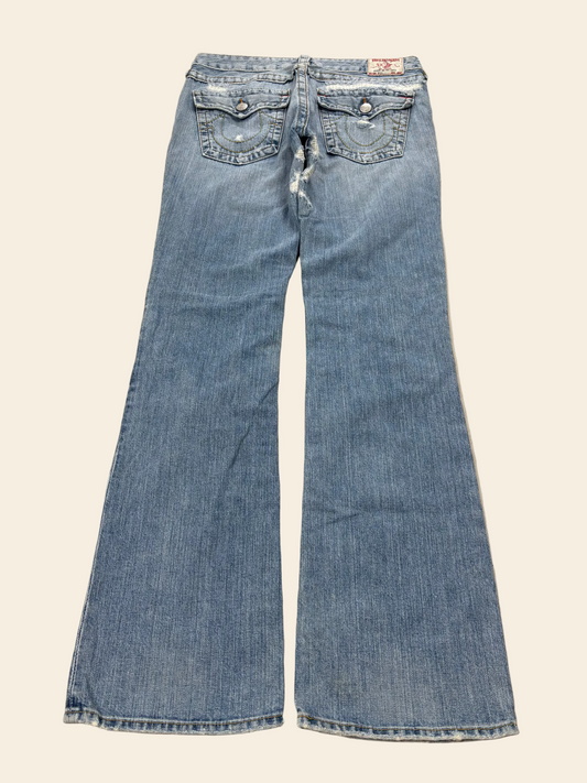 True Religion Ripped Low Waist Flare Jeans Blau · W31