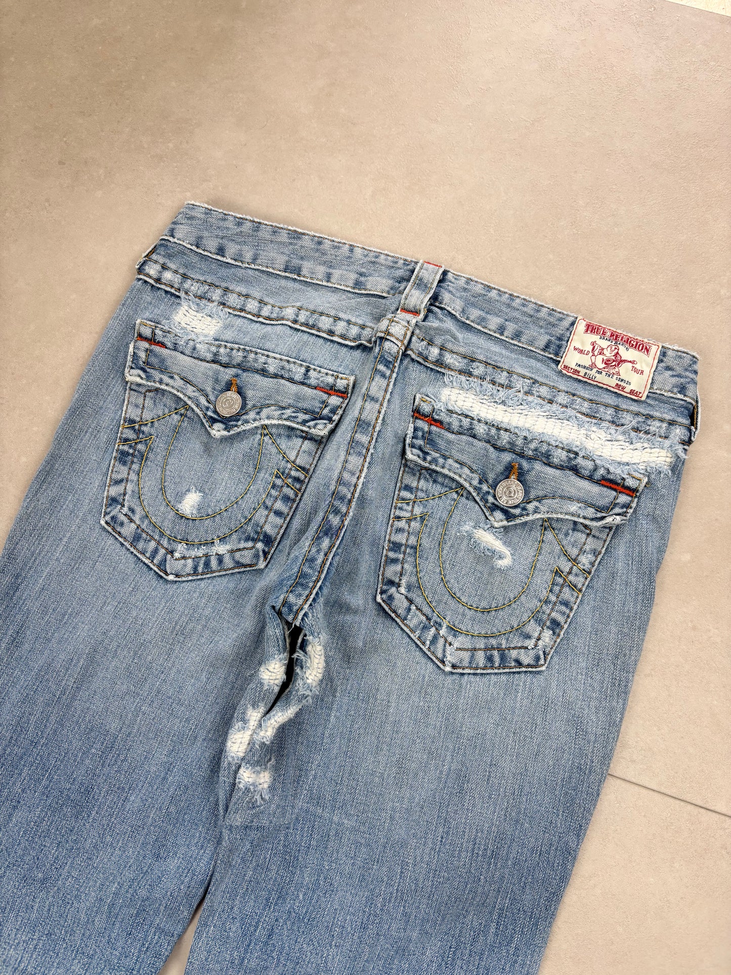 True Religion Ripped Low Waist Flare Jeans Blau · W31