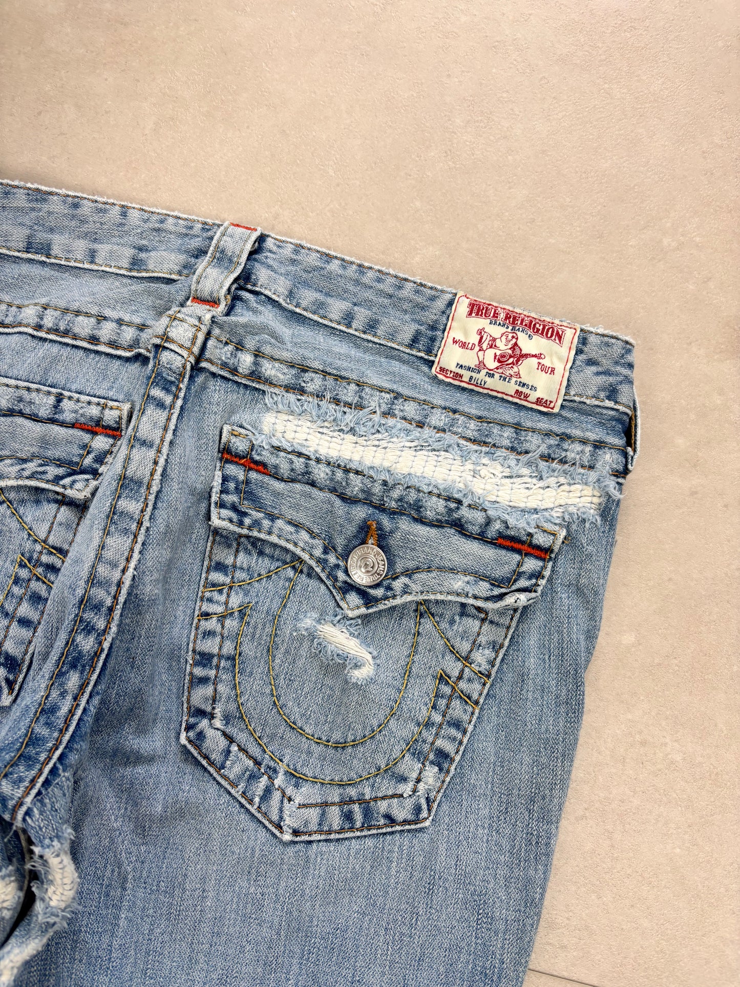 True Religion Ripped Low Waist Flare Jeans Blau · W31