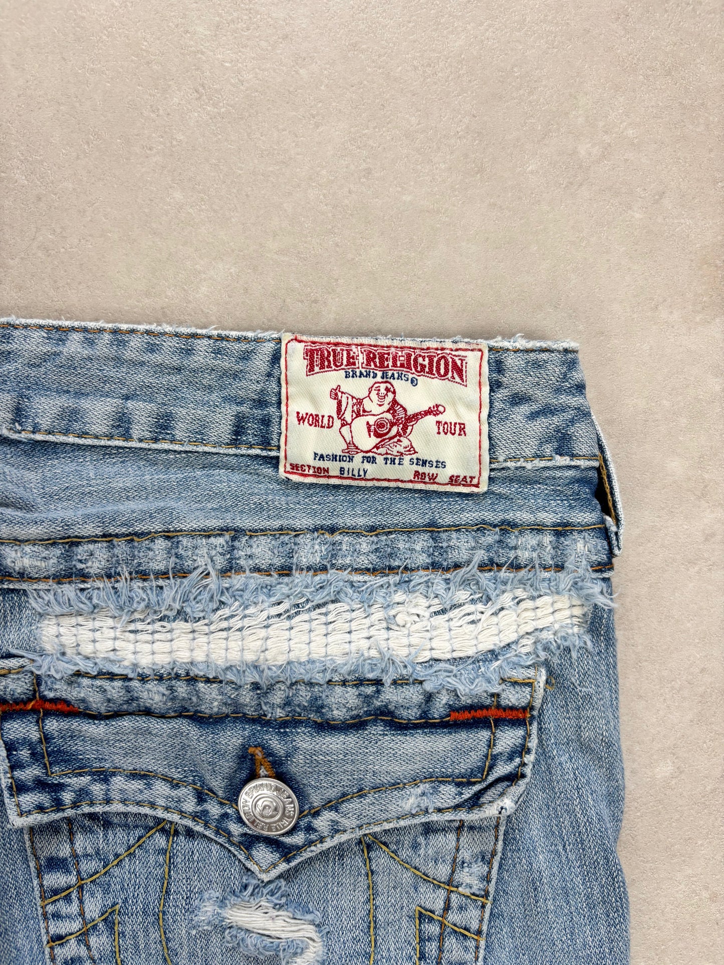 True Religion Ripped Low Waist Flare Jeans Blau · W31
