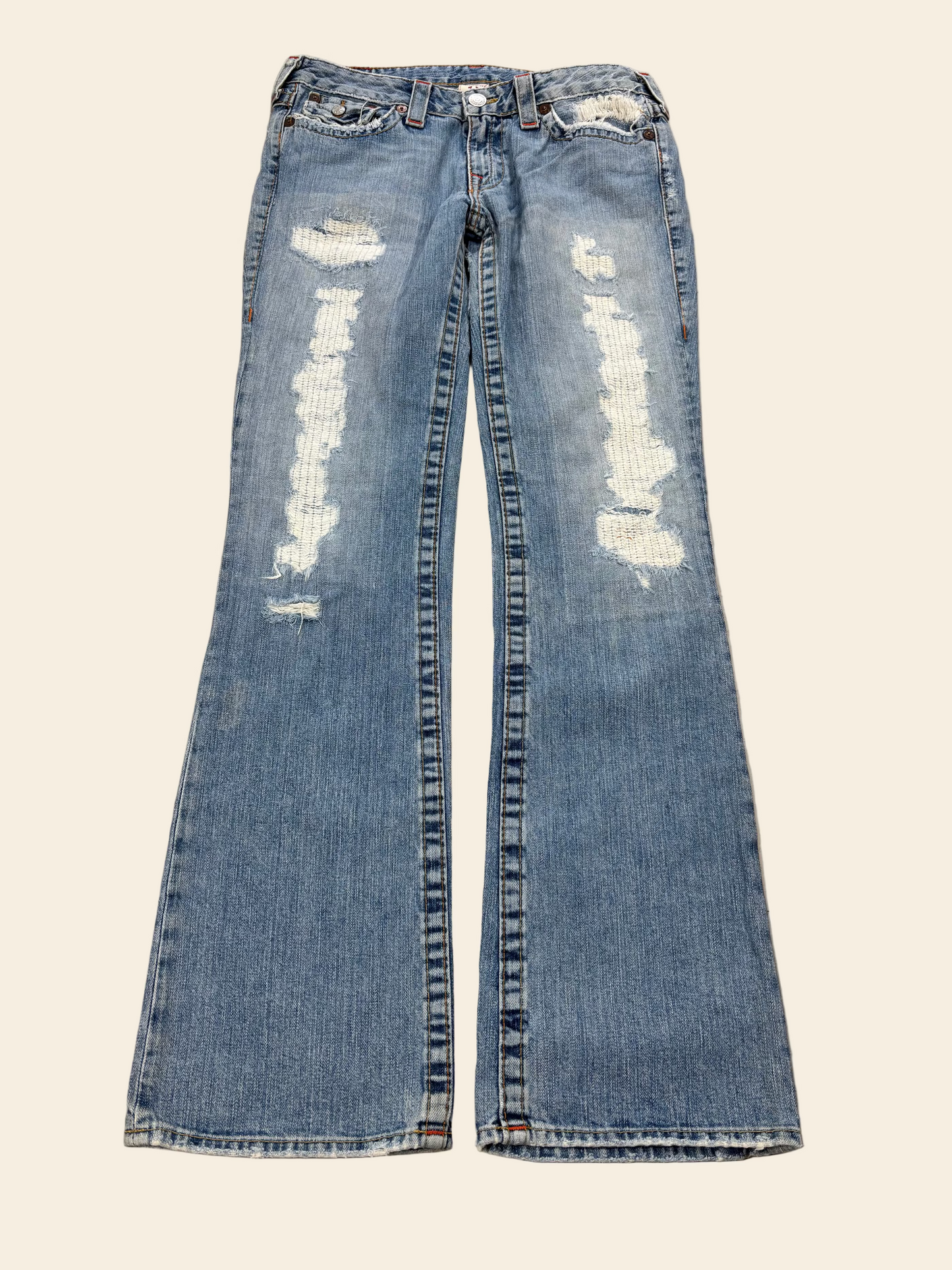 True Religion Ripped Low Waist Flare Jeans Blau · W31