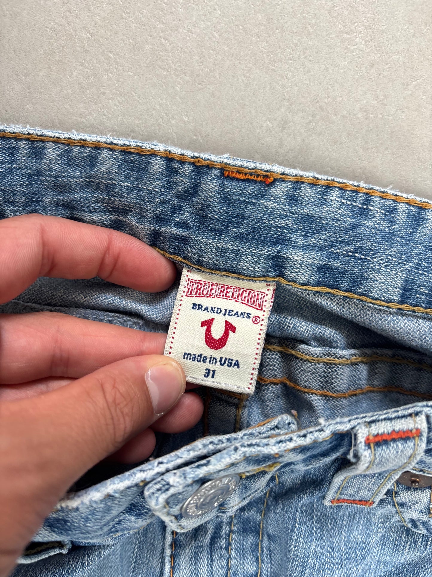 True Religion Ripped Low Waist Flare Jeans Blau · W31