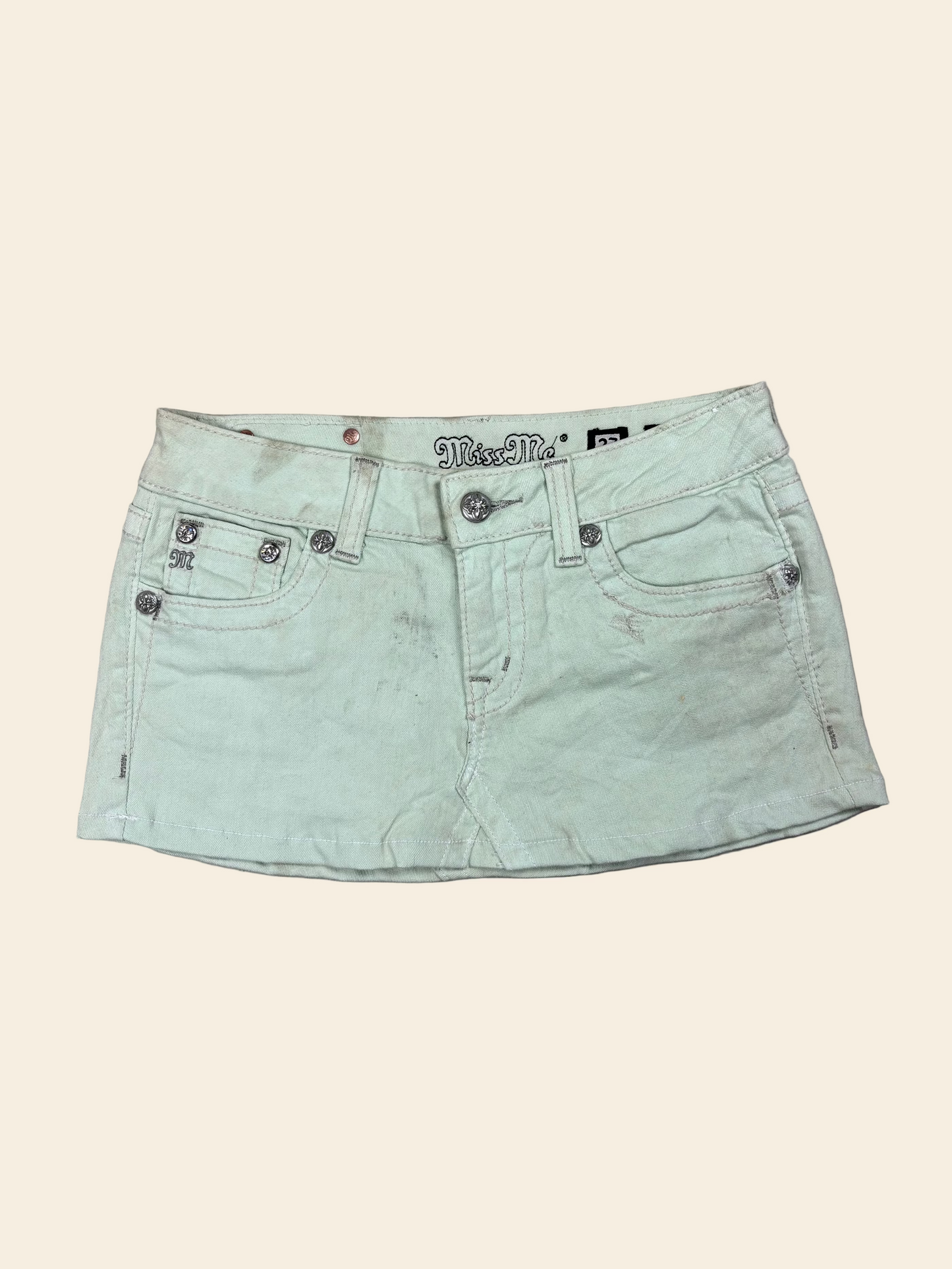Miss Me Low Waist Mini Skirt Mint · W27