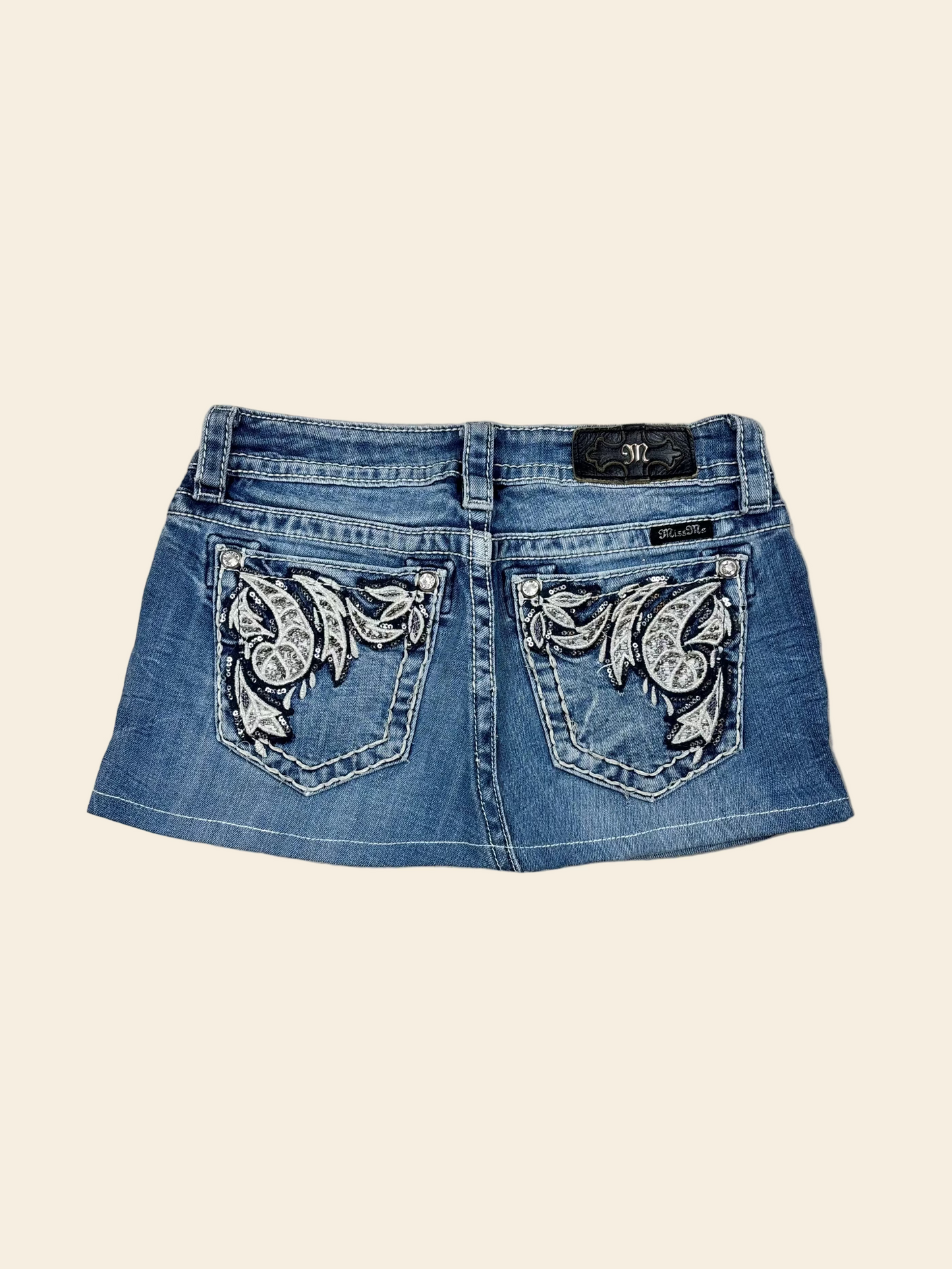 Miss Me Low Waist Denim Mini Skirt · W26