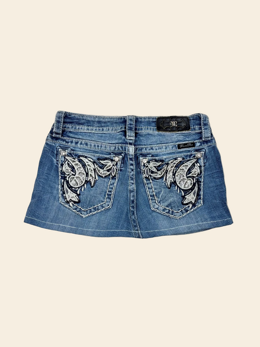 Miss Me Low Waist Denim Mini Skirt · W26