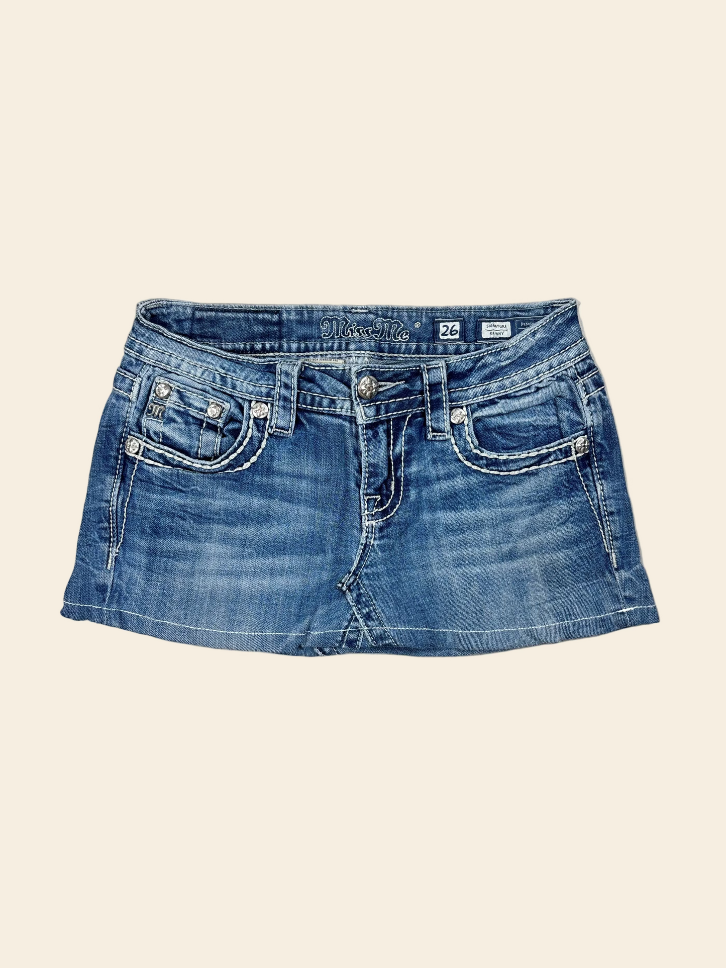 Miss Me Low Waist Denim Mini Skirt · W26
