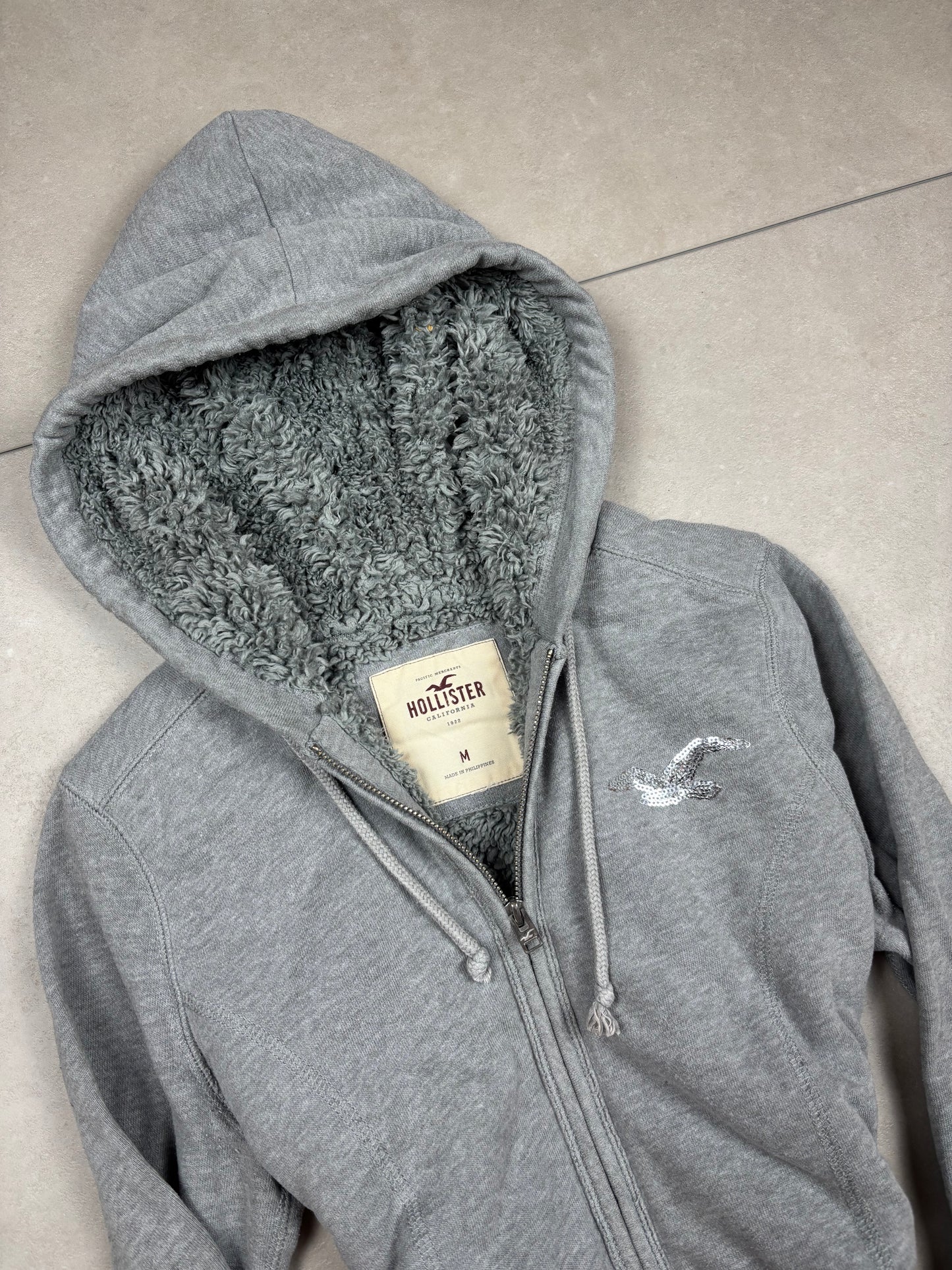 Hollister Teddyfleece Zip-Hoodie Grau · M