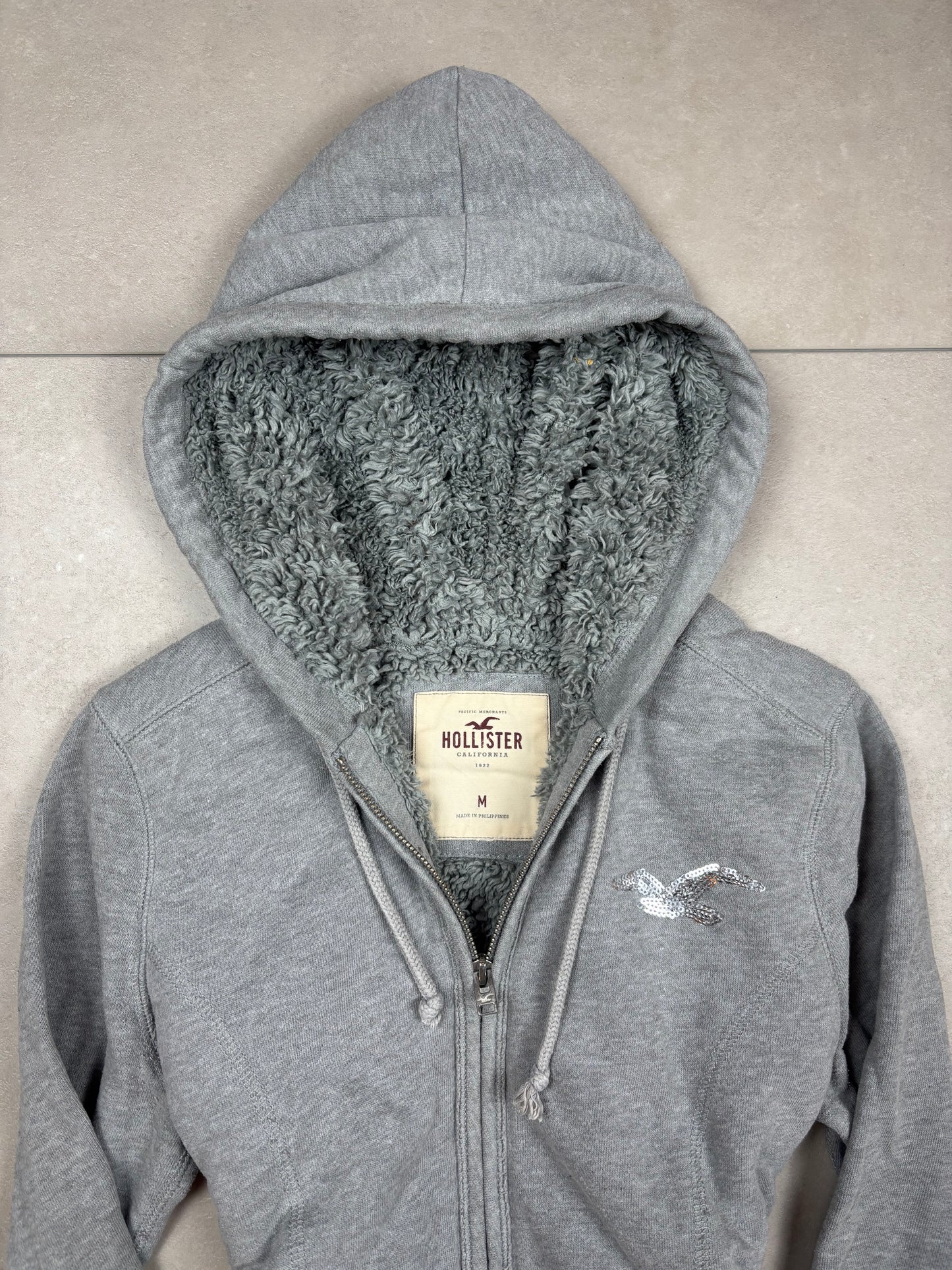 Hollister Teddyfleece Zip-Hoodie Grau · M