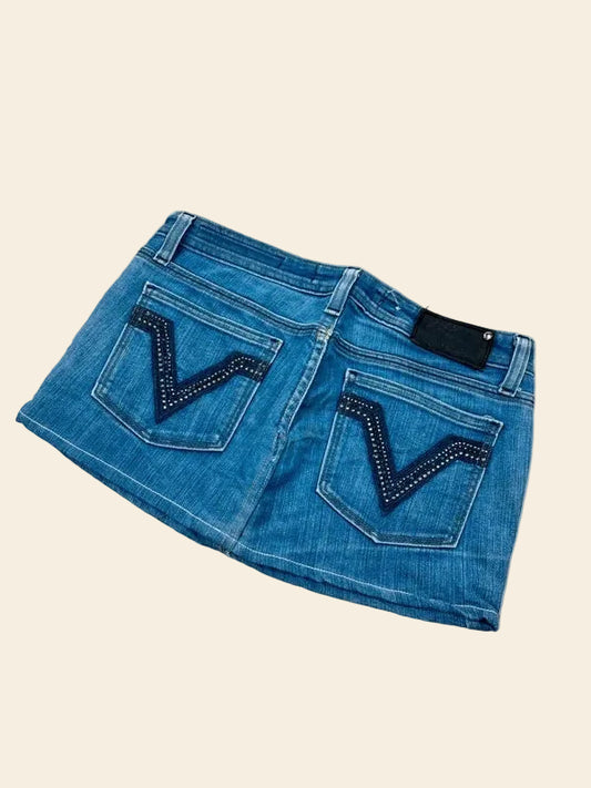 Vigoss Low Waist Denim Mini Skirt · S