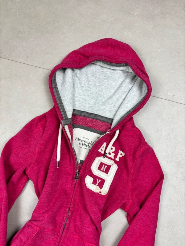 Abercrombie & Fitch Zip-Hoodie Pink/Weiß · S