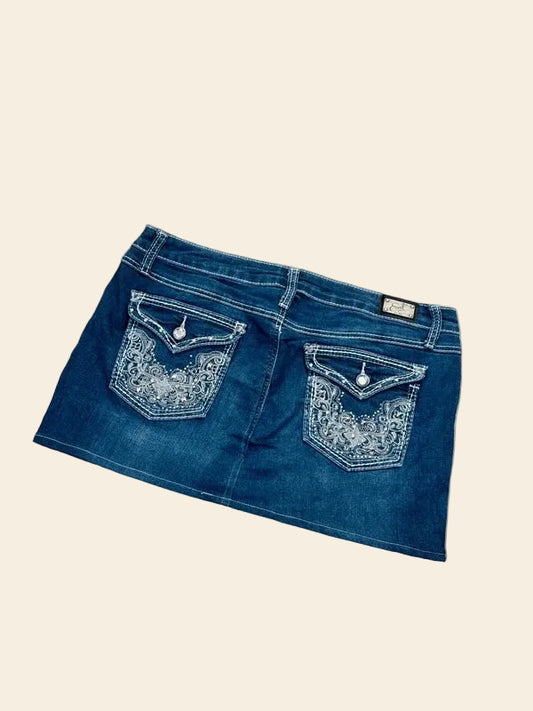 2000s Vintage Denim Mini Skirt · L