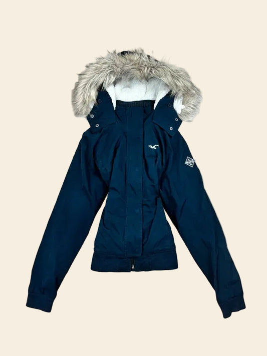 Hollister Winter-/Übergangsjacke Navy mit Kapuze · M