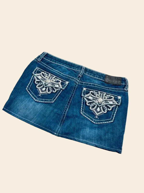2000s Vintage Low Waist Denim Skirt · L