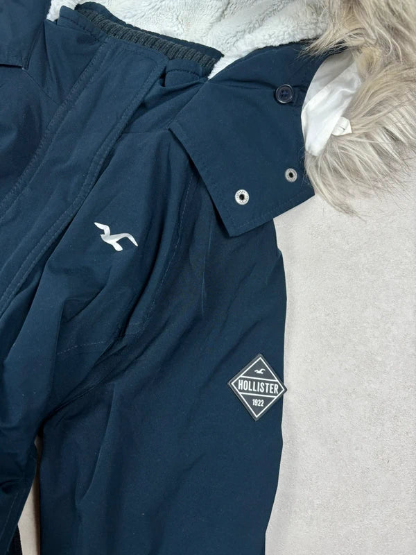 Hollister Winter-/Übergangsjacke Navy mit Kapuze · M